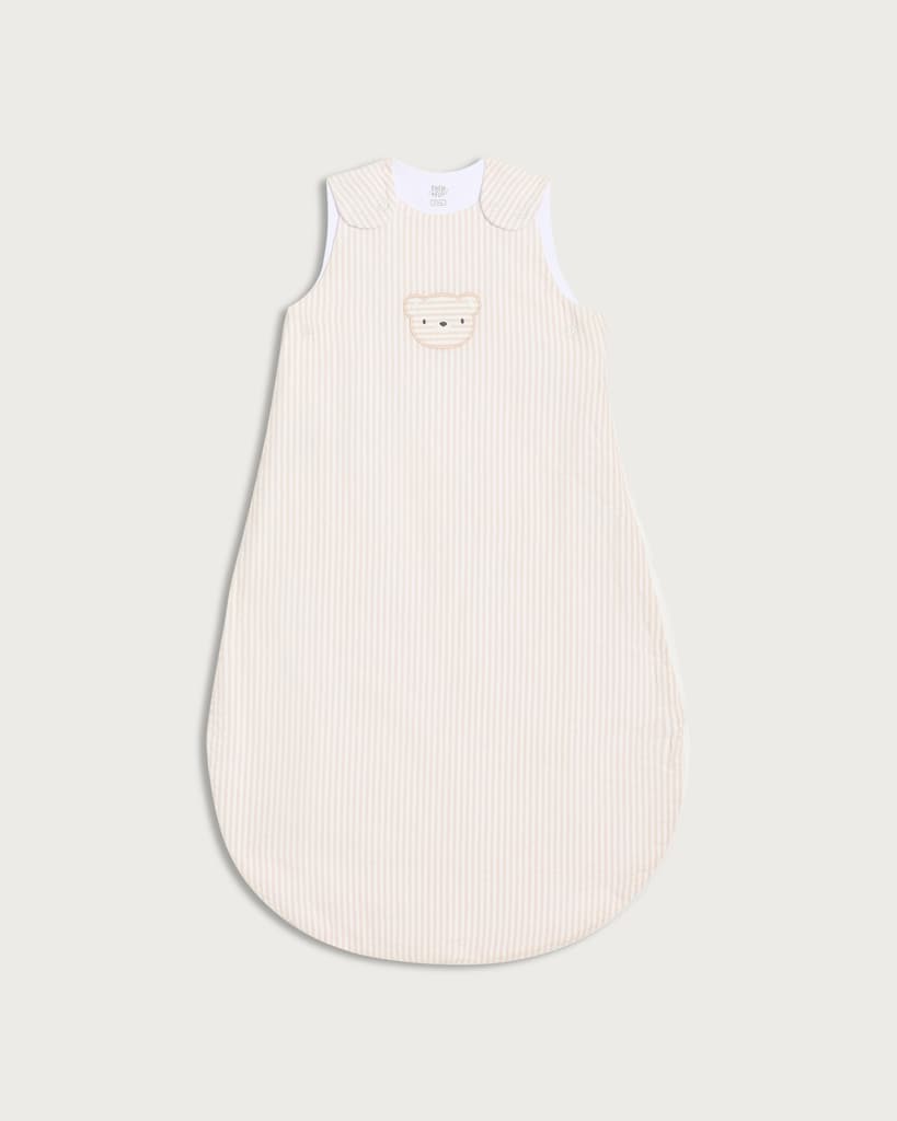 F&F Baby Pure Cotton Striped 1.5 Tog Sleeping Bag in Neutral