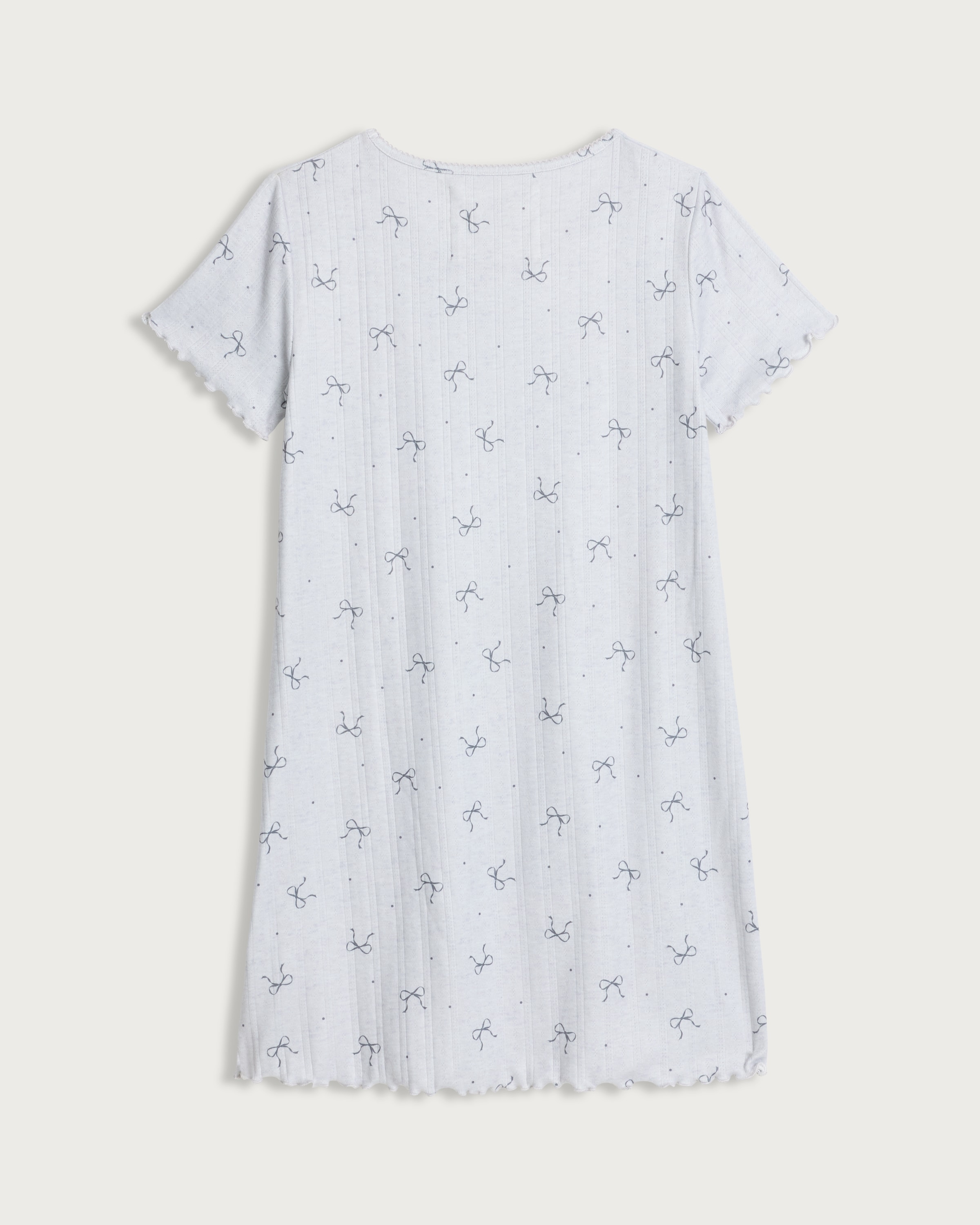 F&F 2-Pack Pointelle Bow and Heart Print Nightdresses in Cream thumbnail 2