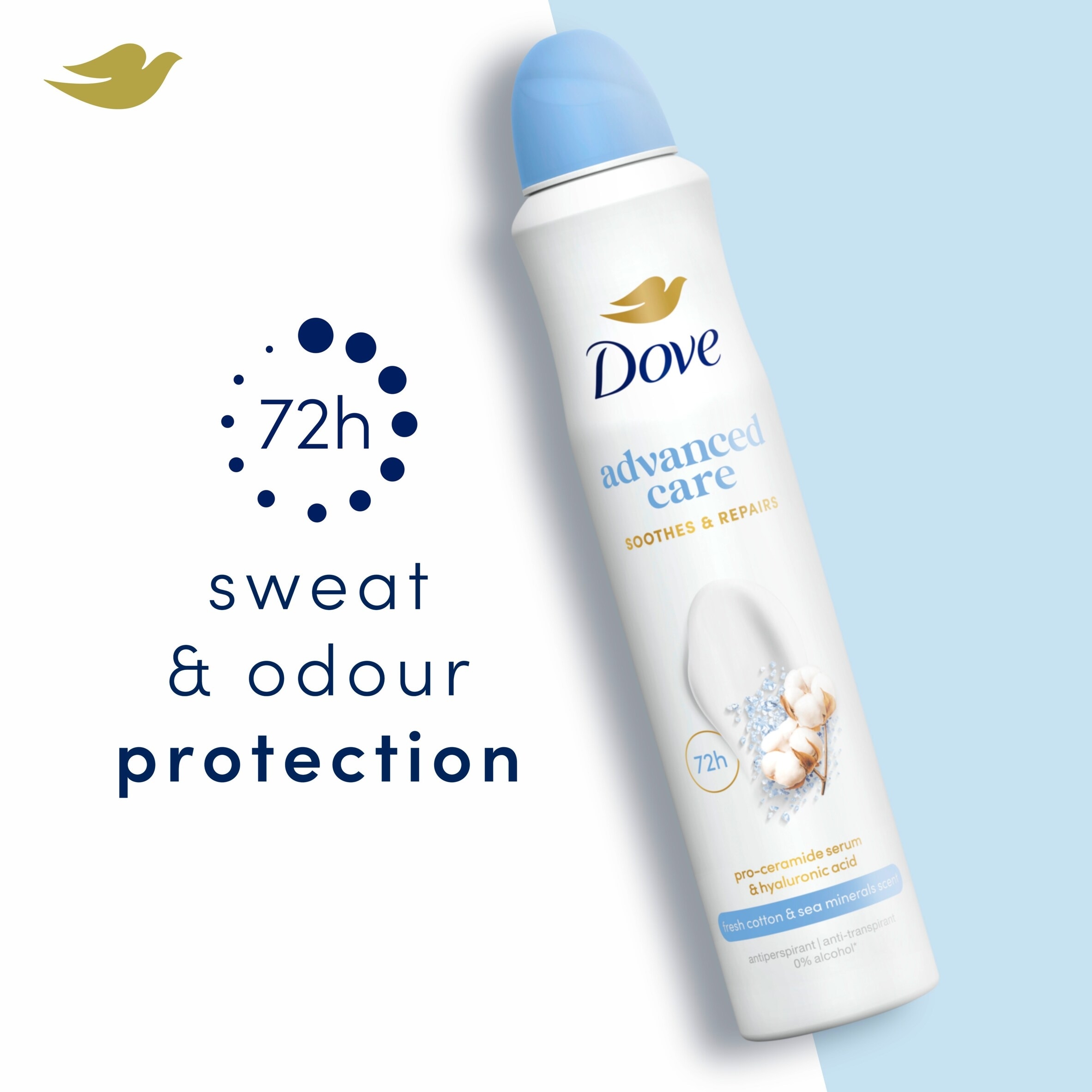 Dove Women Cotton & Sea Minerals 72h Advanced Antiperspirant Deodorant 200ml thumbnail 2