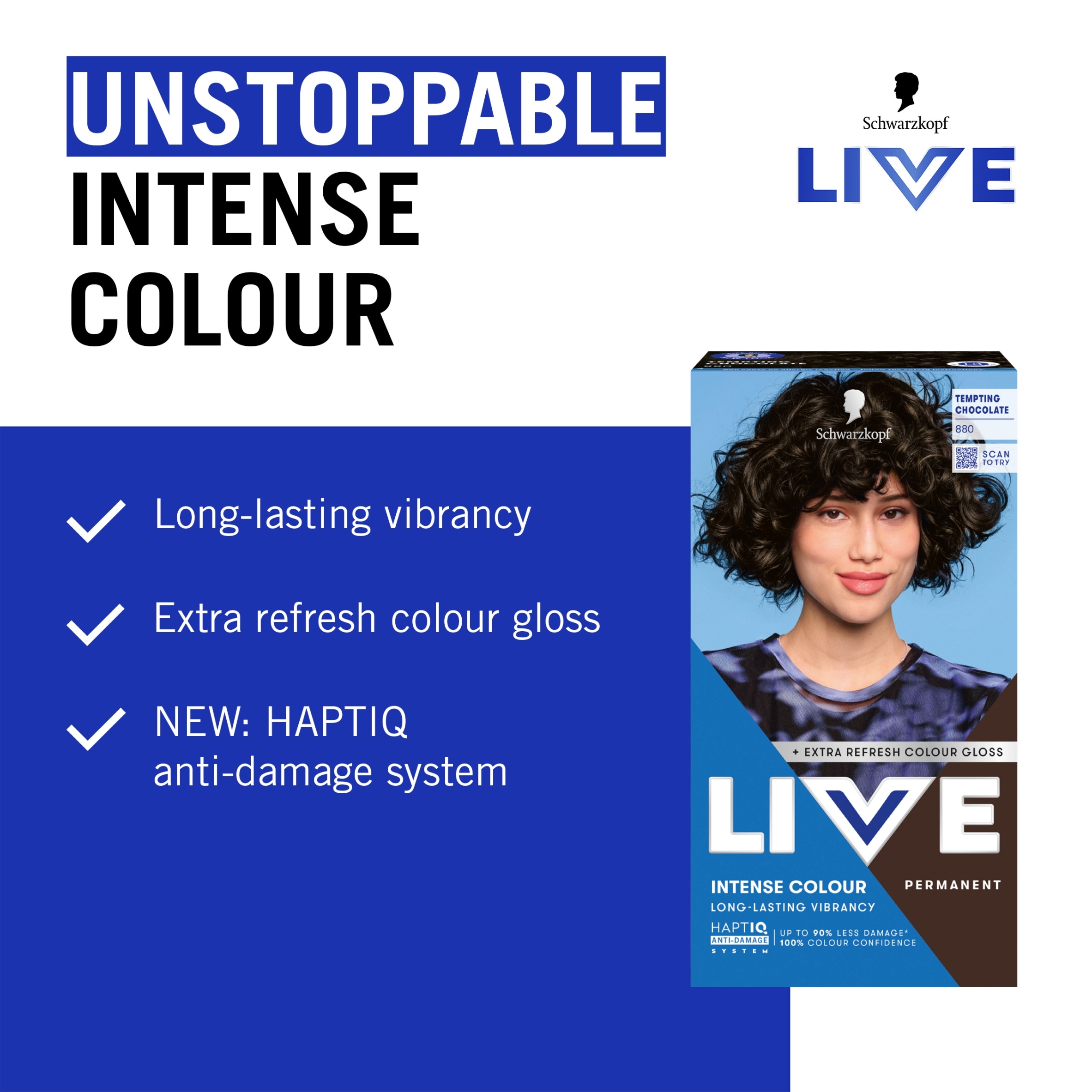 Schwarzkopf LIVE Intense Colour 880 Tempting Chocolate Permanent Hair Dye thumbnail 2
