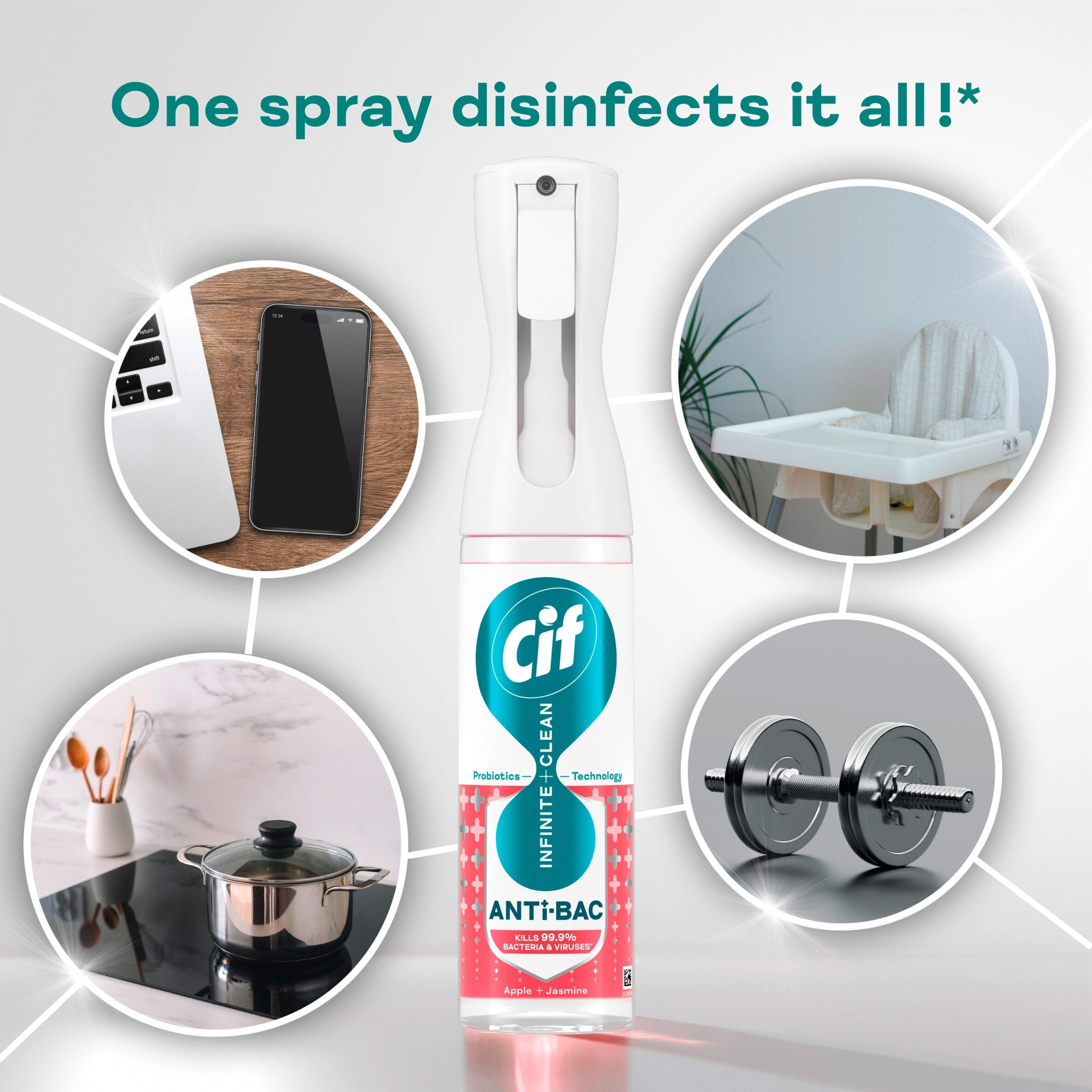 Cif Infinite Clean Antibacterial Cleaner Refill Apple & Jasmine 280 ml thumbnail 3