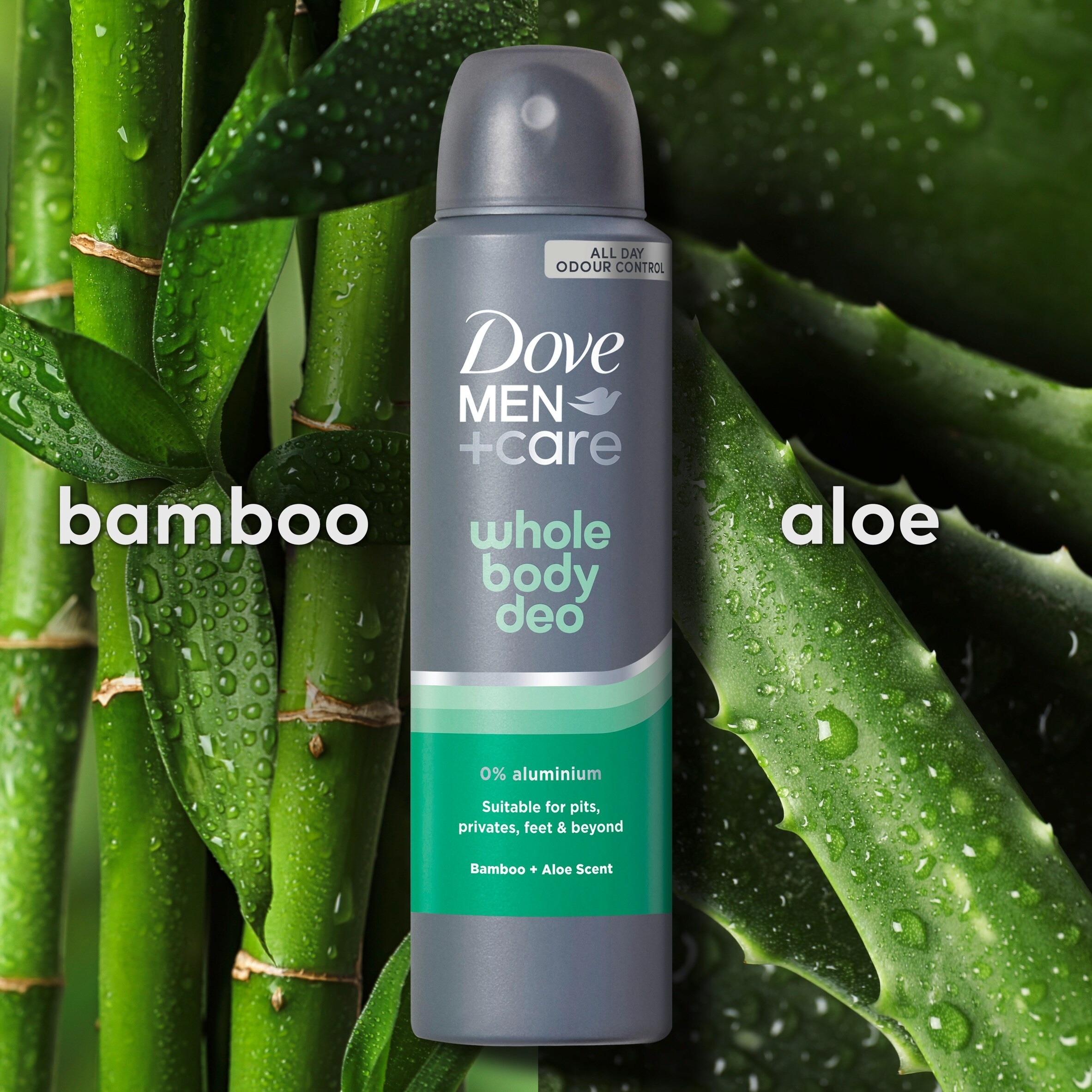 Dove Men+Care Bamboo & Aloe 48h Whole Body Deodorant Spray Odour Control 150ml thumbnail 2