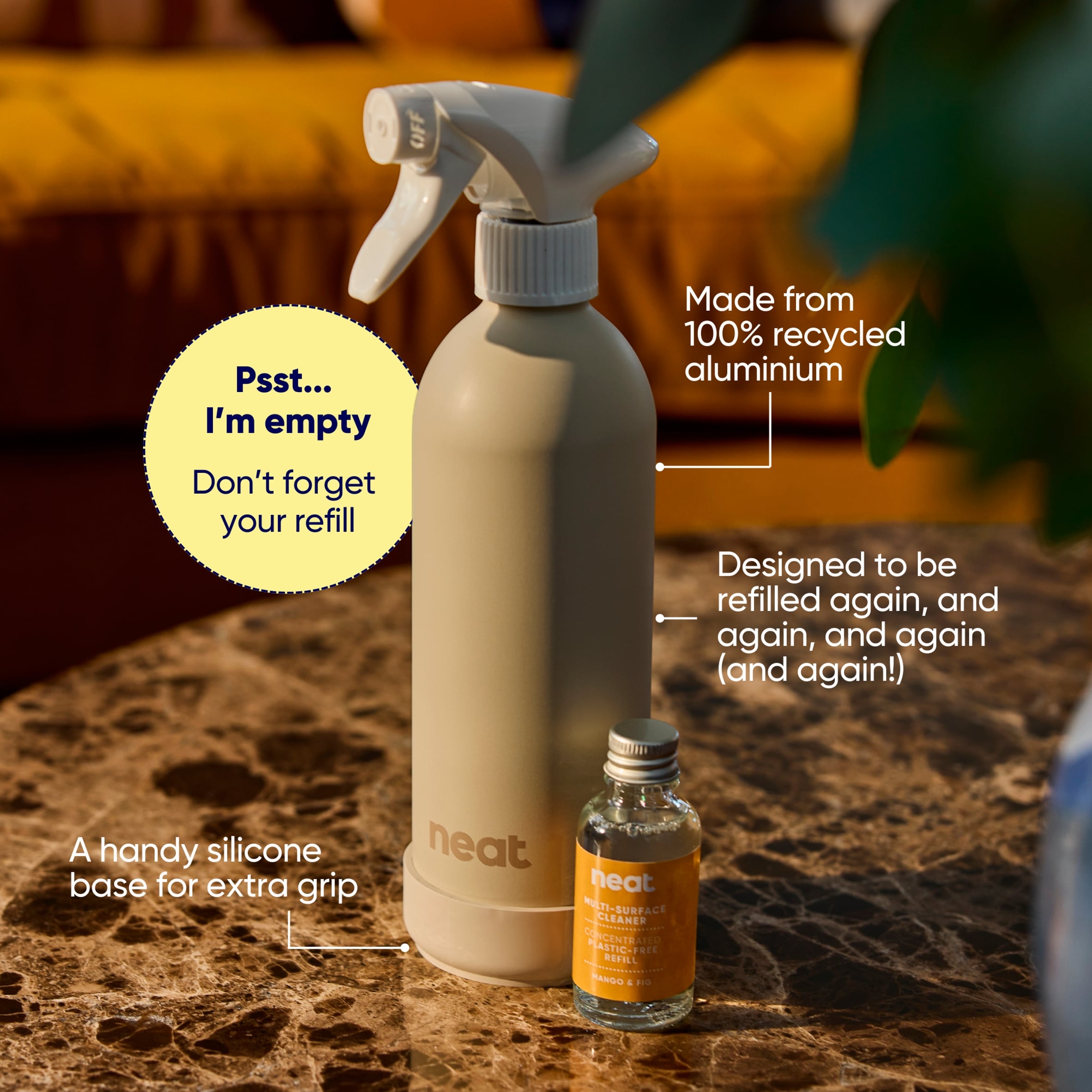 NEAT Refillable Aluminium Stone Bottle for Cleaning Sprays 500ml thumbnail 3