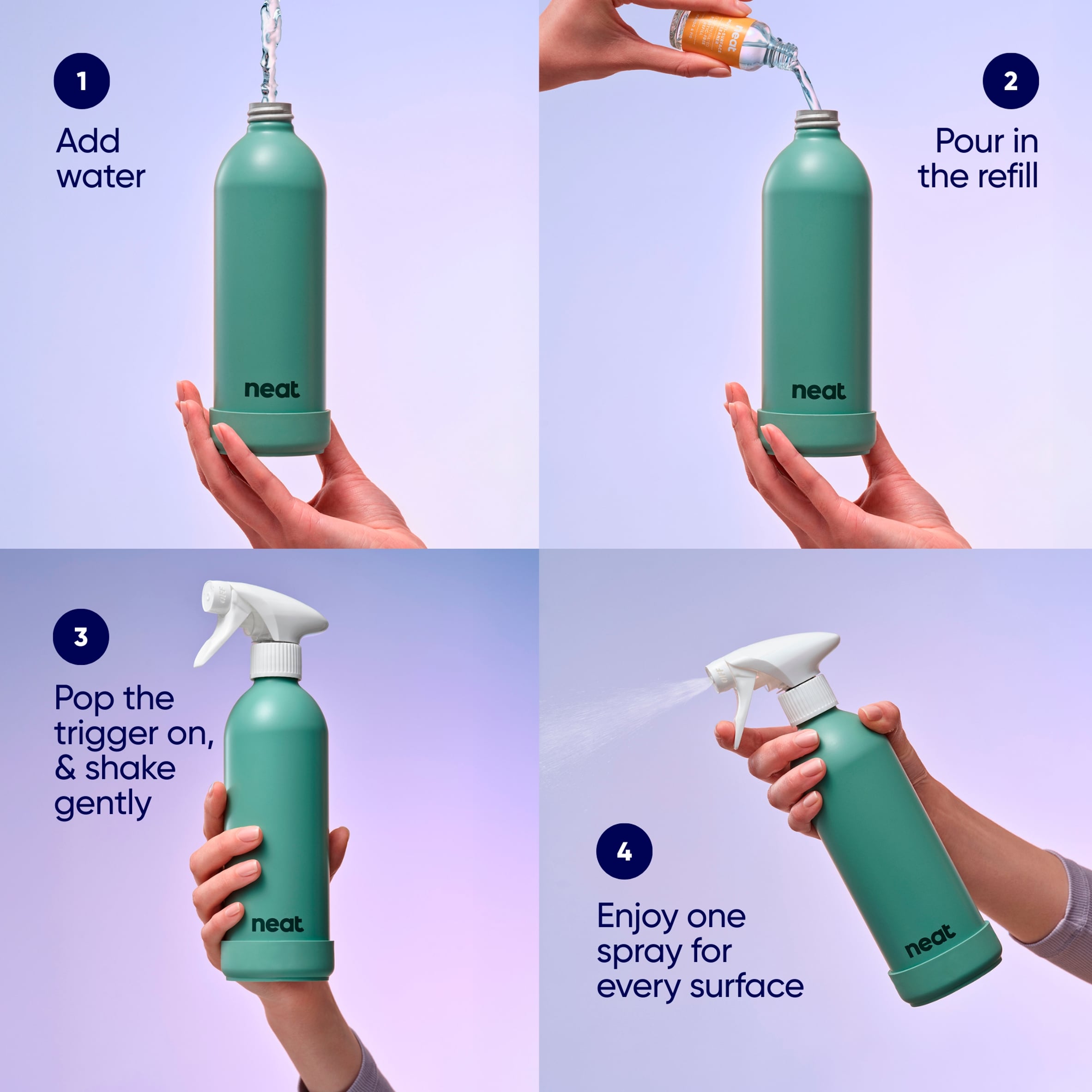 NEAT Refillable Aluminium Stone Bottle for Cleaning Sprays 500ml thumbnail 5