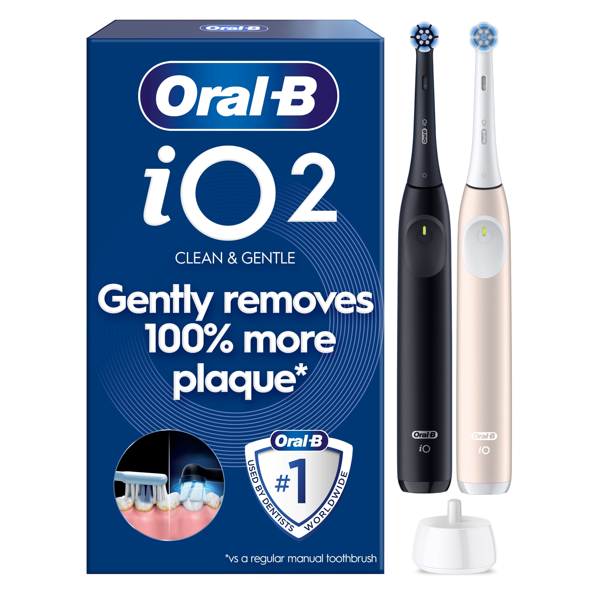 Oral-B iO2 Electric Toothbrush Night Black & Calm Pink Duo pack