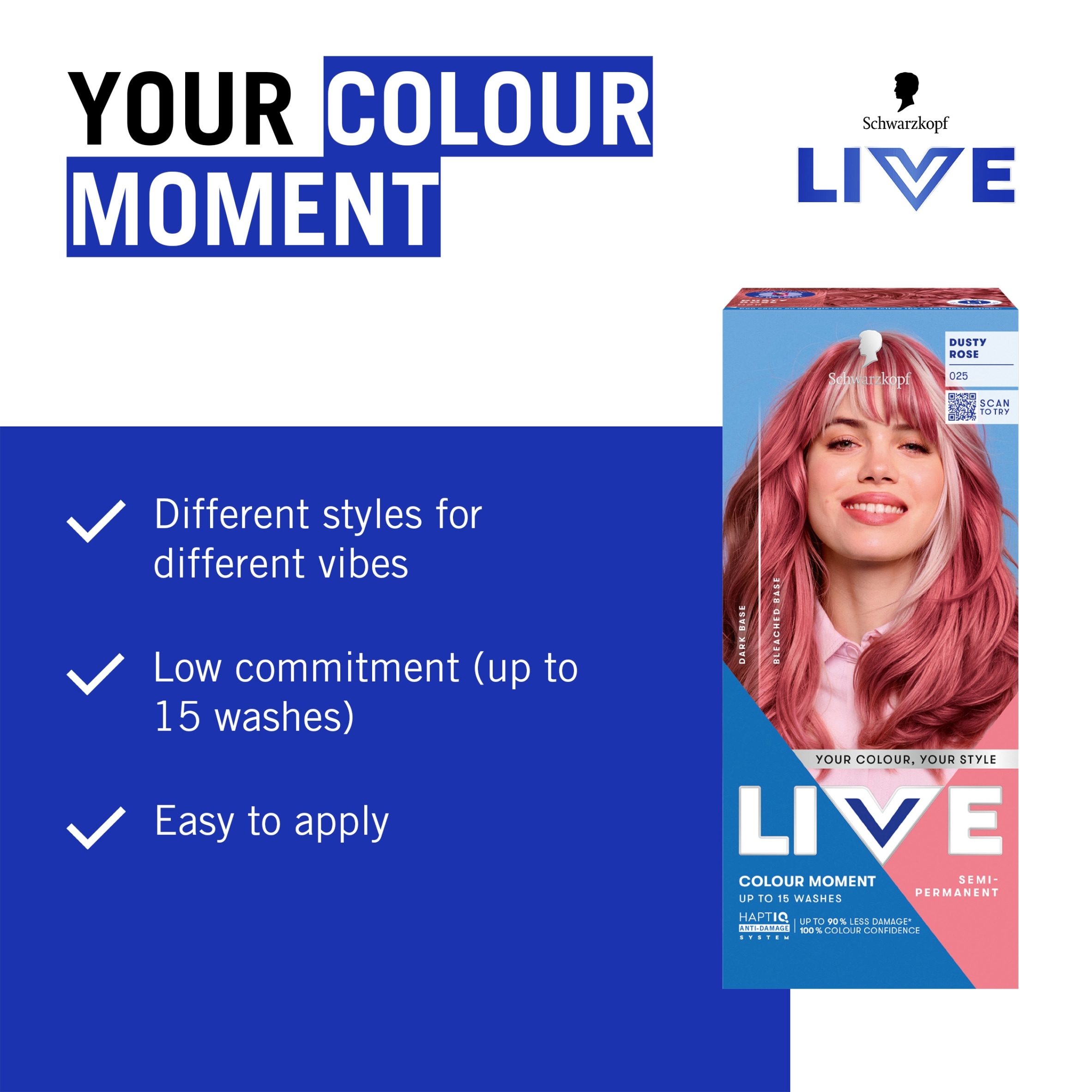 Schwarzkopf LIVE Colour Moment 025 Dusty Rose Semi-Permanent Hair Dye thumbnail 2