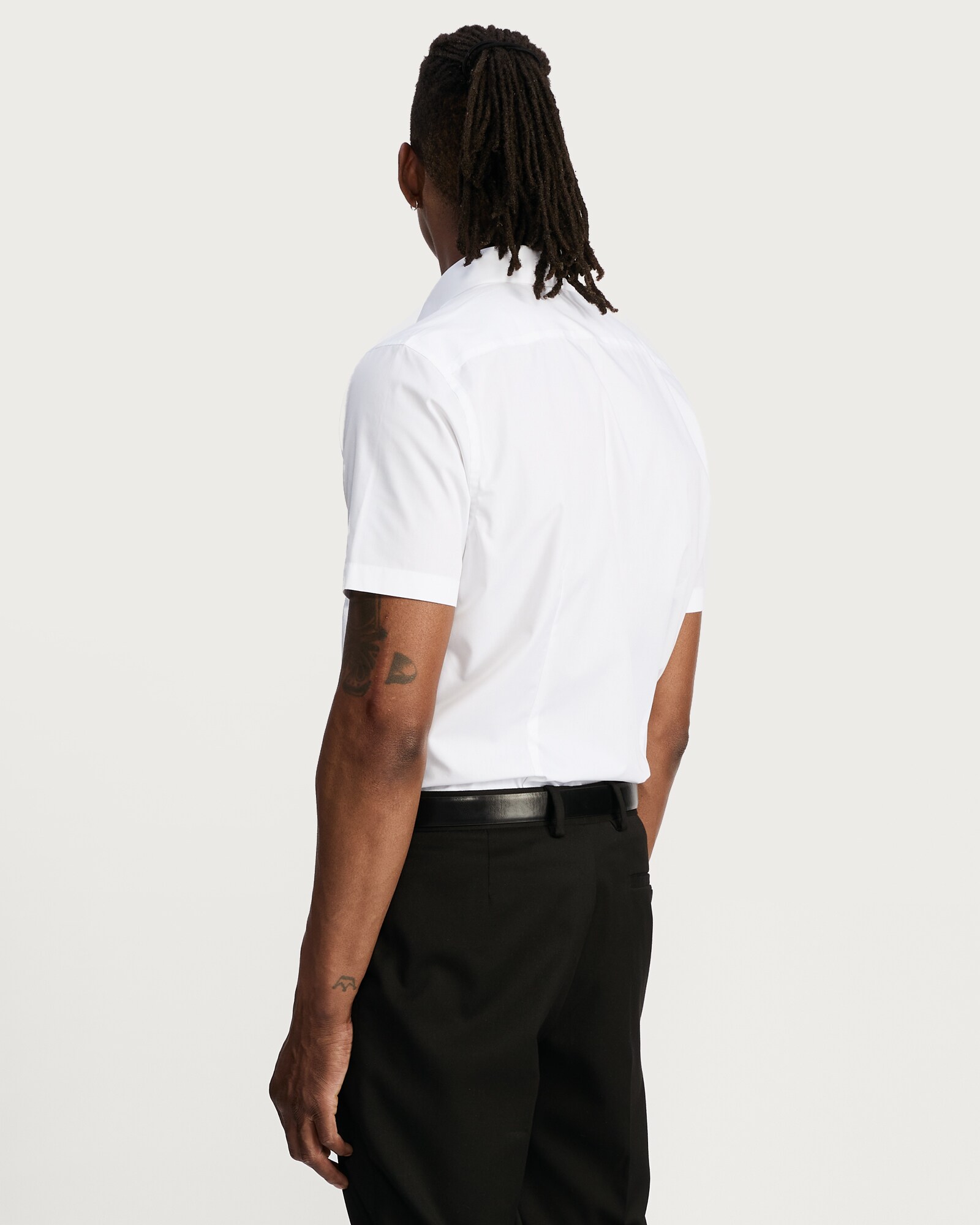 F&F Easy Iron Short Sleeved Slim Fit Shirt in White thumbnail 3