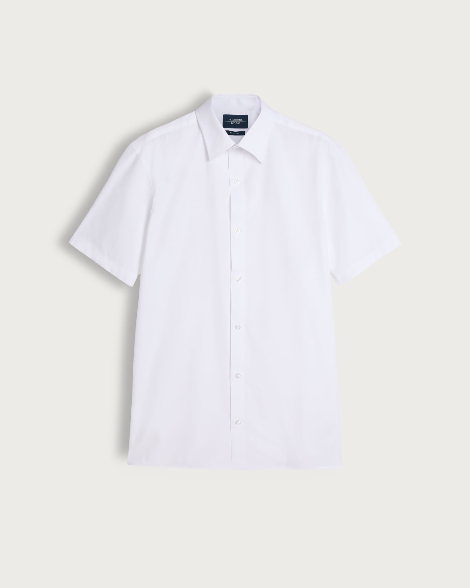F&F Easy Iron Short Sleeved Slim Fit Shirt in White thumbnail 4