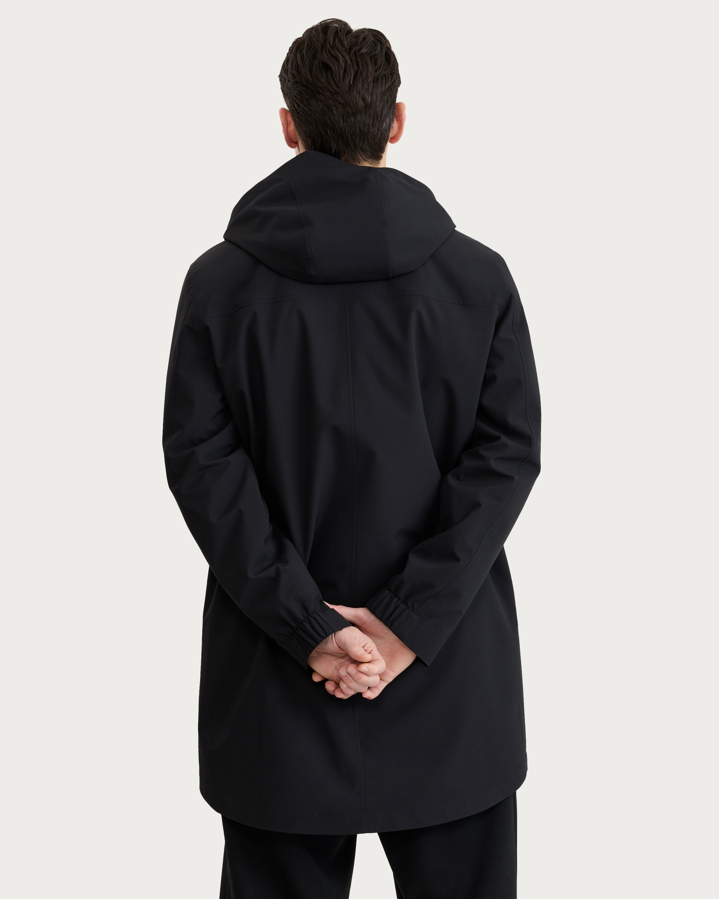 The F&F Edit Hooded Longline Coat in Black thumbnail 3