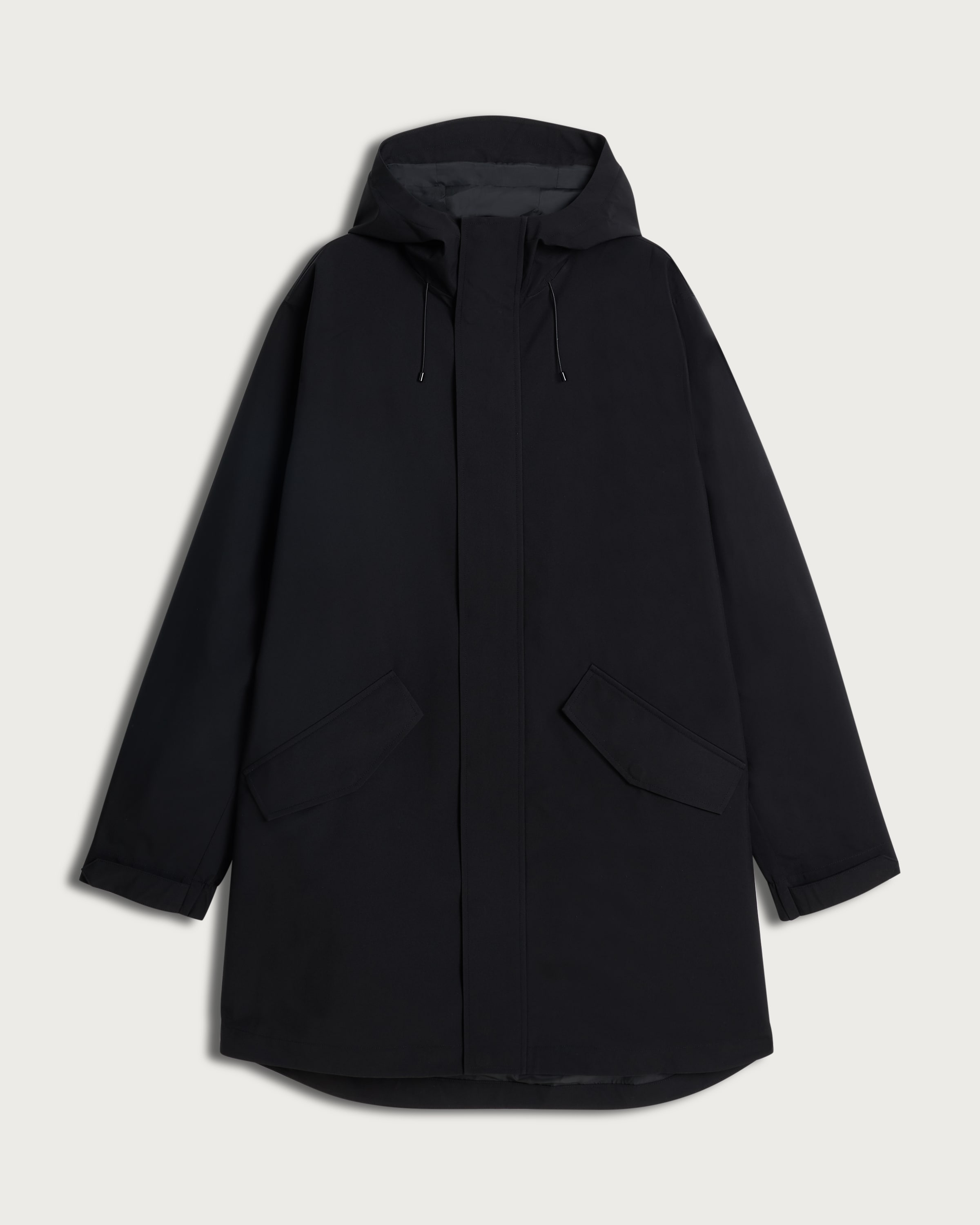The F&F Edit Hooded Longline Coat in Black thumbnail 4