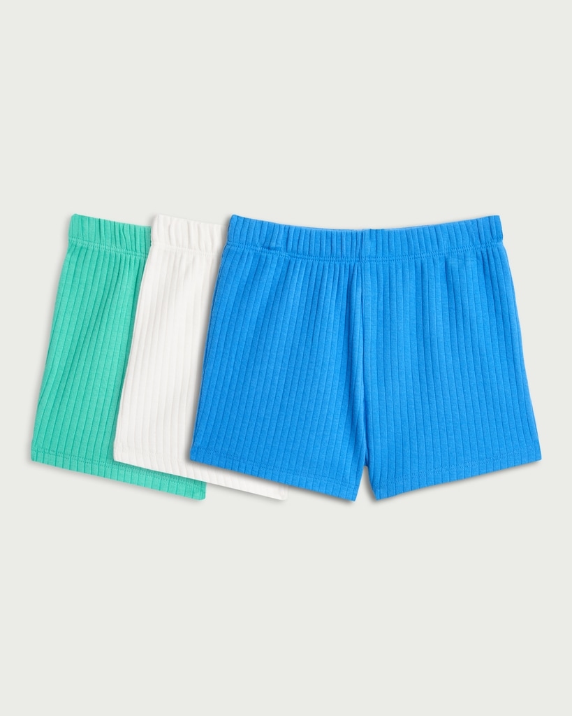 F&F Baby 3-Pack Cotton Rich Ribbed Shorts in Blue