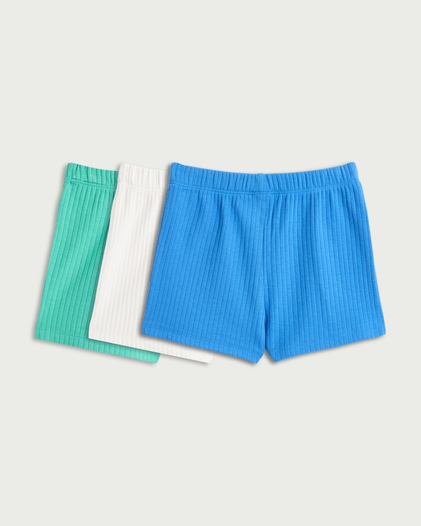F&F Baby 3-Pack Cotton Rich Ribbed Shorts in Blue thumbnail 2