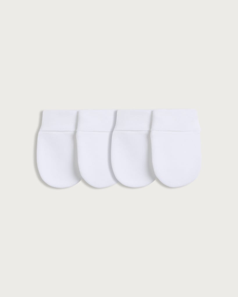 F&F Baby 4-Pack Pure Cotton Scratch Mittens in White