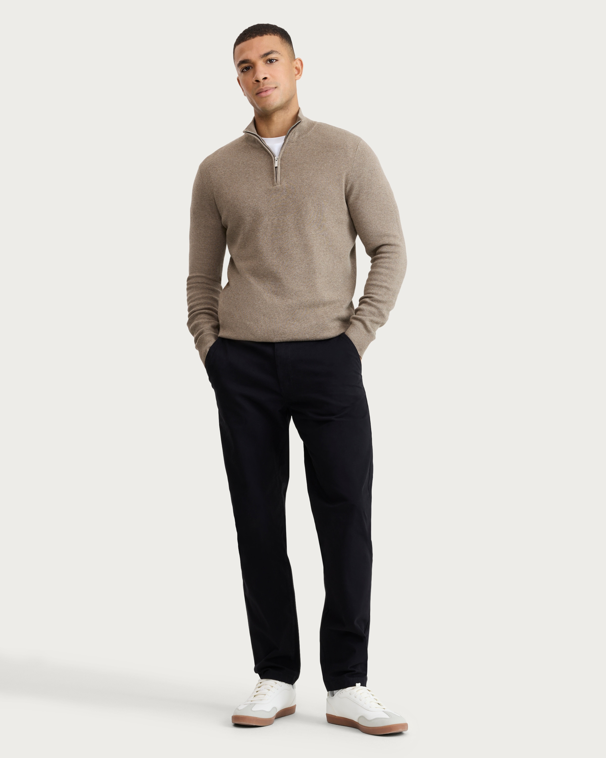 F&F Cotton Rich Slim Fit Chino Trousers in Black