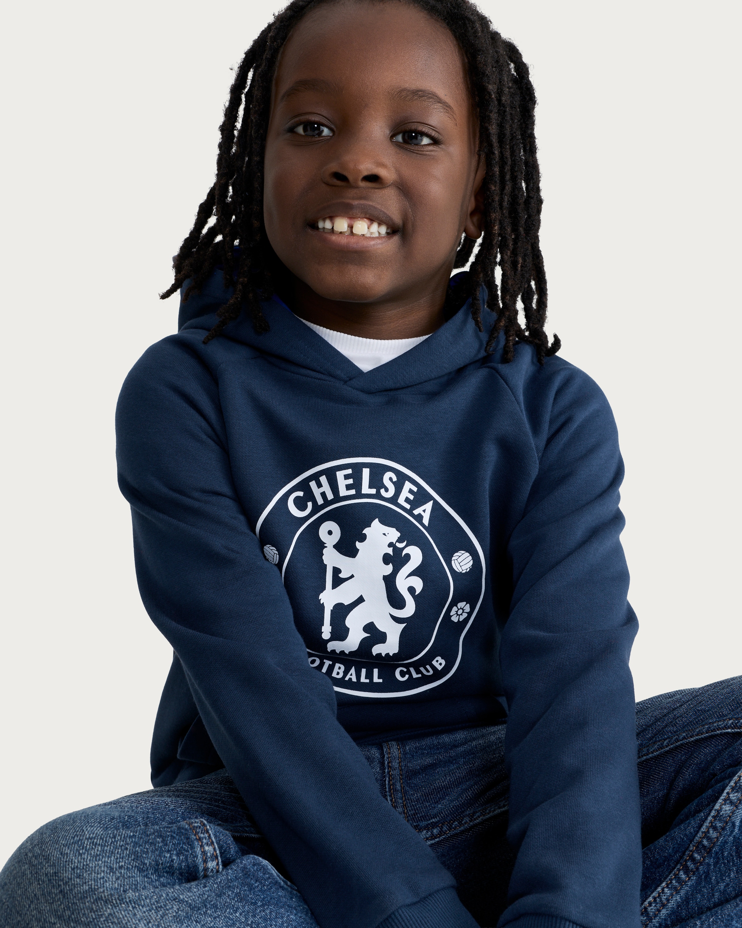 Chelsea Logo Cotton Rich Hoodie in Blue