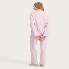 F&F Waffle Textured Pyjama Set in Pink thumbnail 3