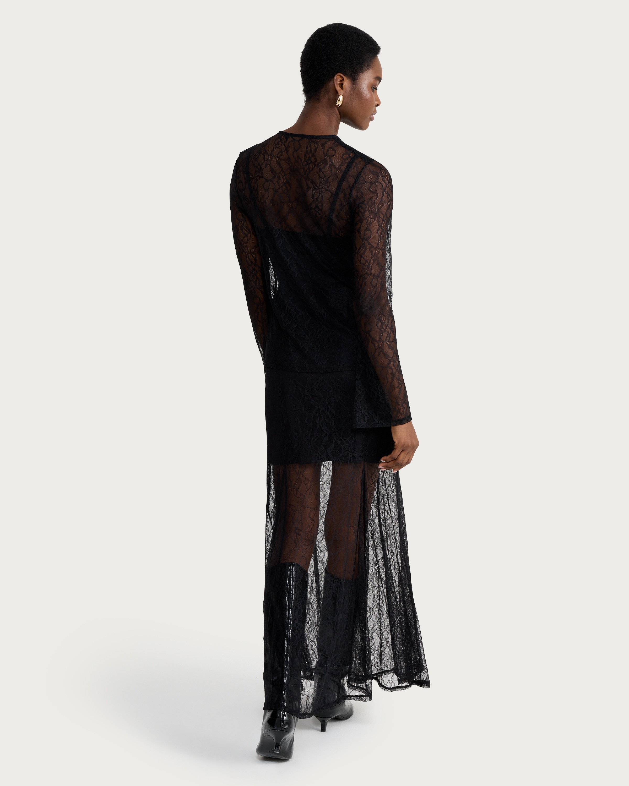 F&F Lace Panel Maxi Skirt in Black thumbnail 3