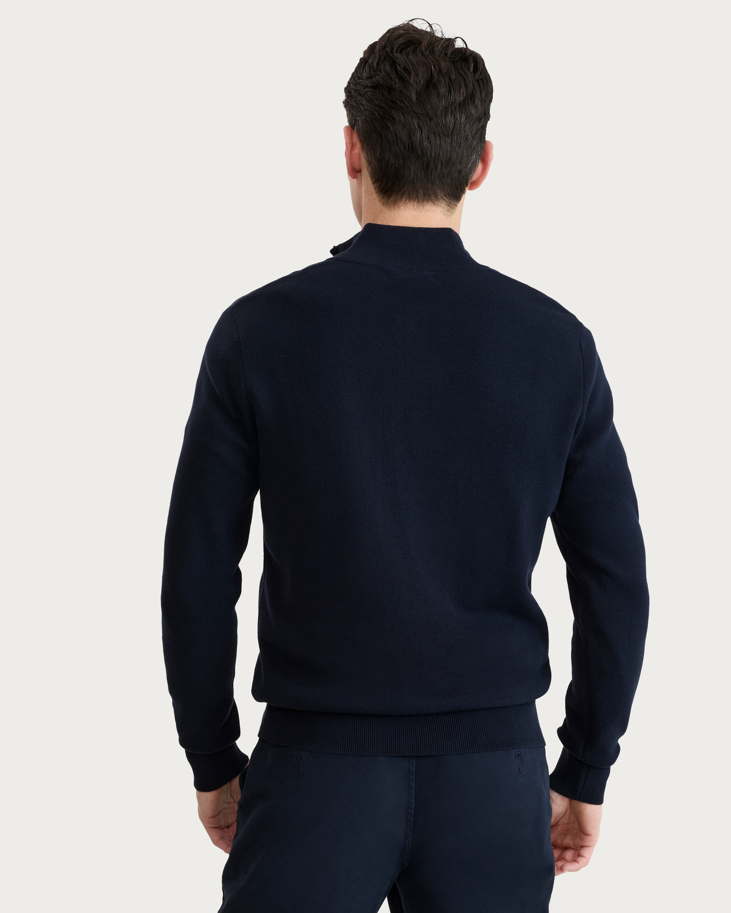F&F Pure Cotton Knitted Half Zip Jumper in Navy thumbnail 2