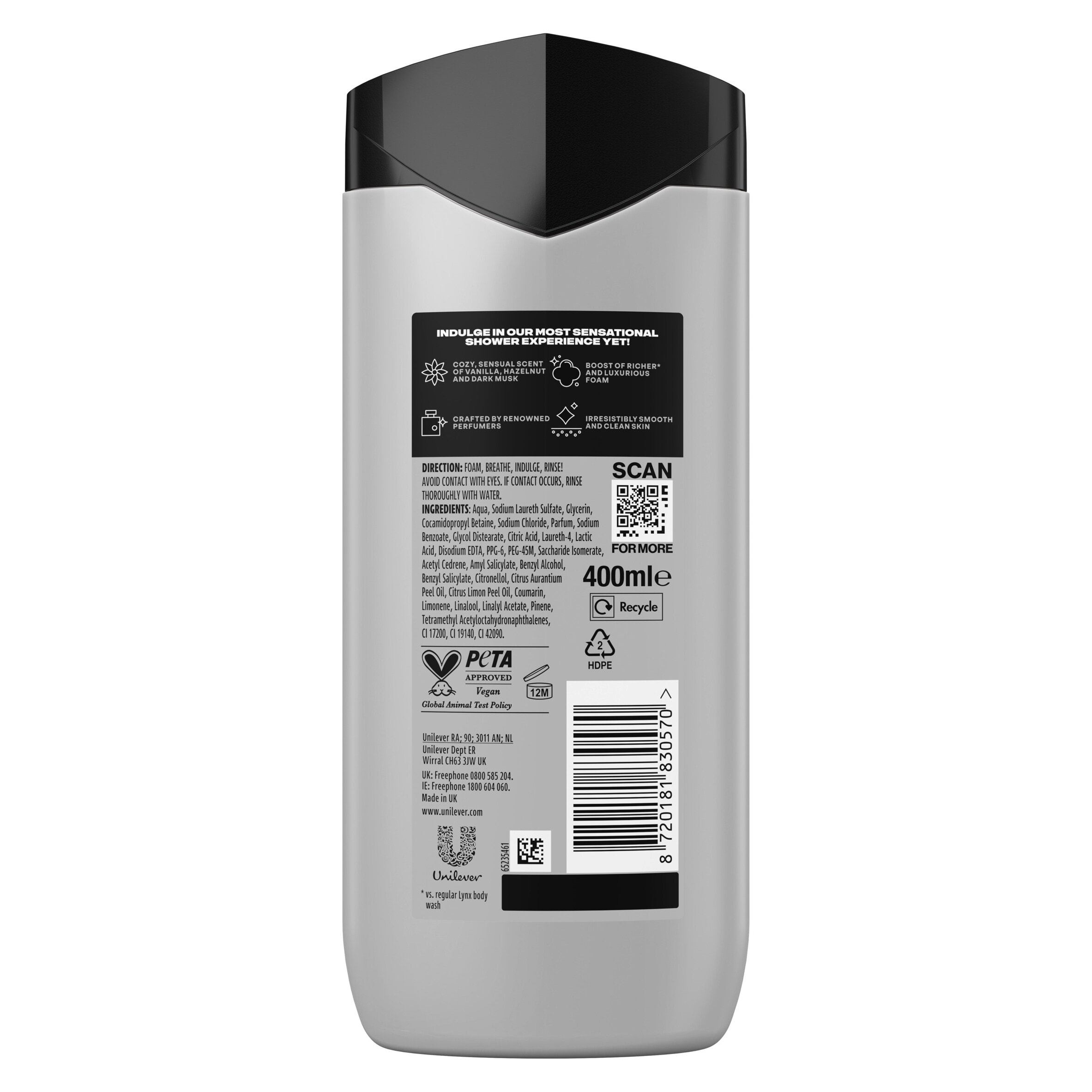 Lynx Fine Fragrance Marshmallow Smoke Premium Shower Gel Body Wash for Men 400ml thumbnail 2