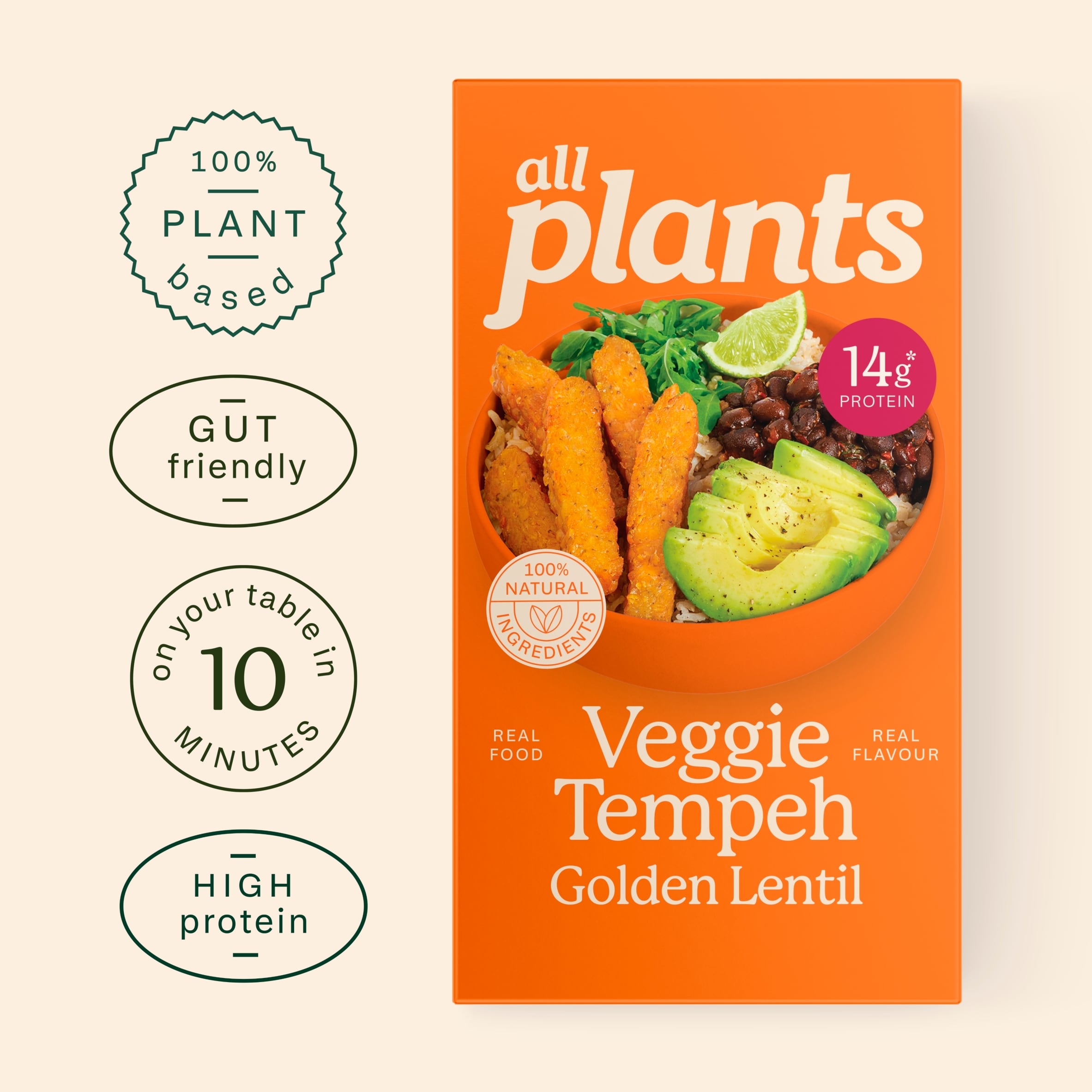 all plants Veggie Tempeh with golden lentils 180g thumbnail 3