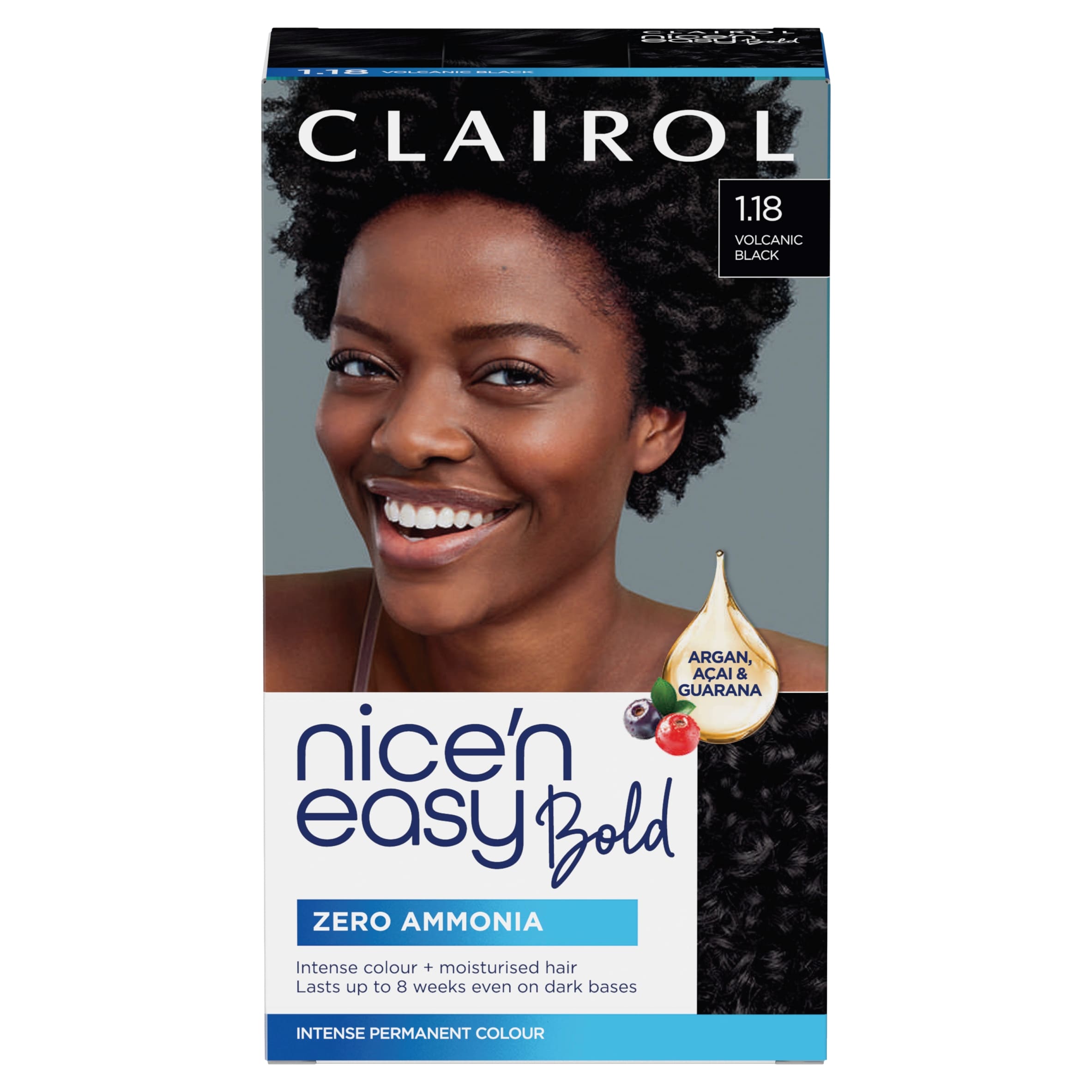 CLAIROL NICE'N EASY BOLD PERMANENT HAIR DYE - 1.18 VOLCANIC BLACK