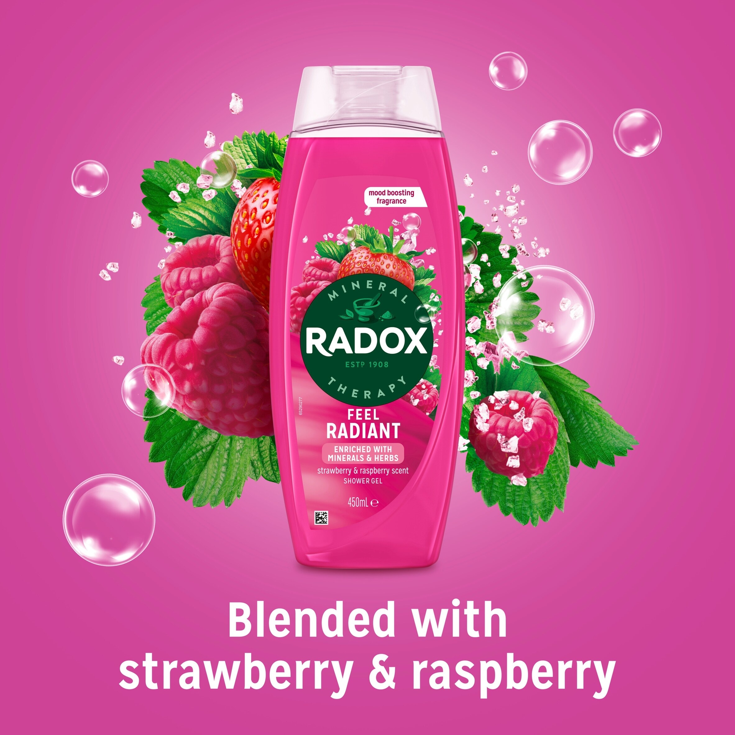 Radox Strawberry Feel Radiant Shower Gel Body Wash 450ml thumbnail 2