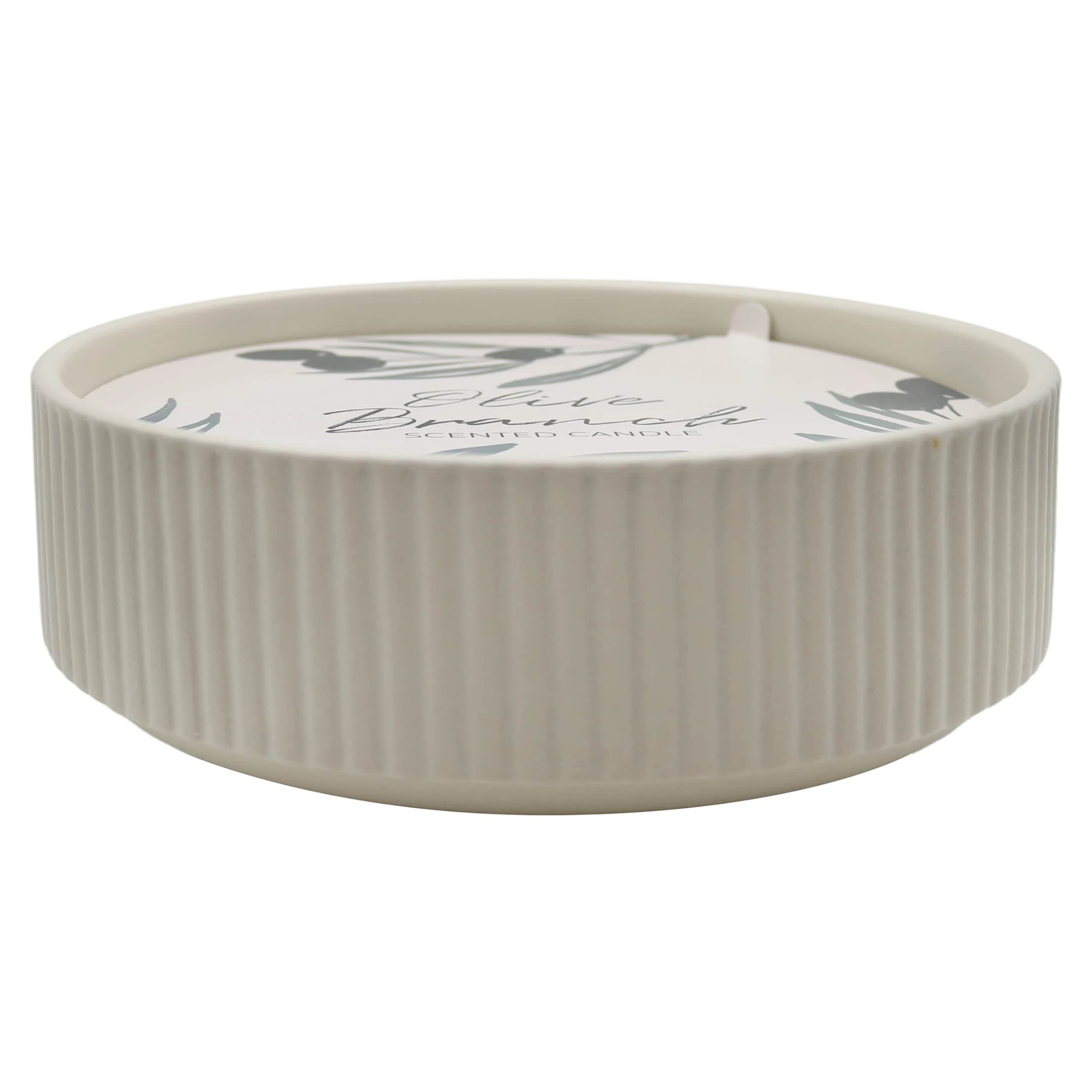 F&F Home Olive Branch Ribbed Ceramic Candle 960g