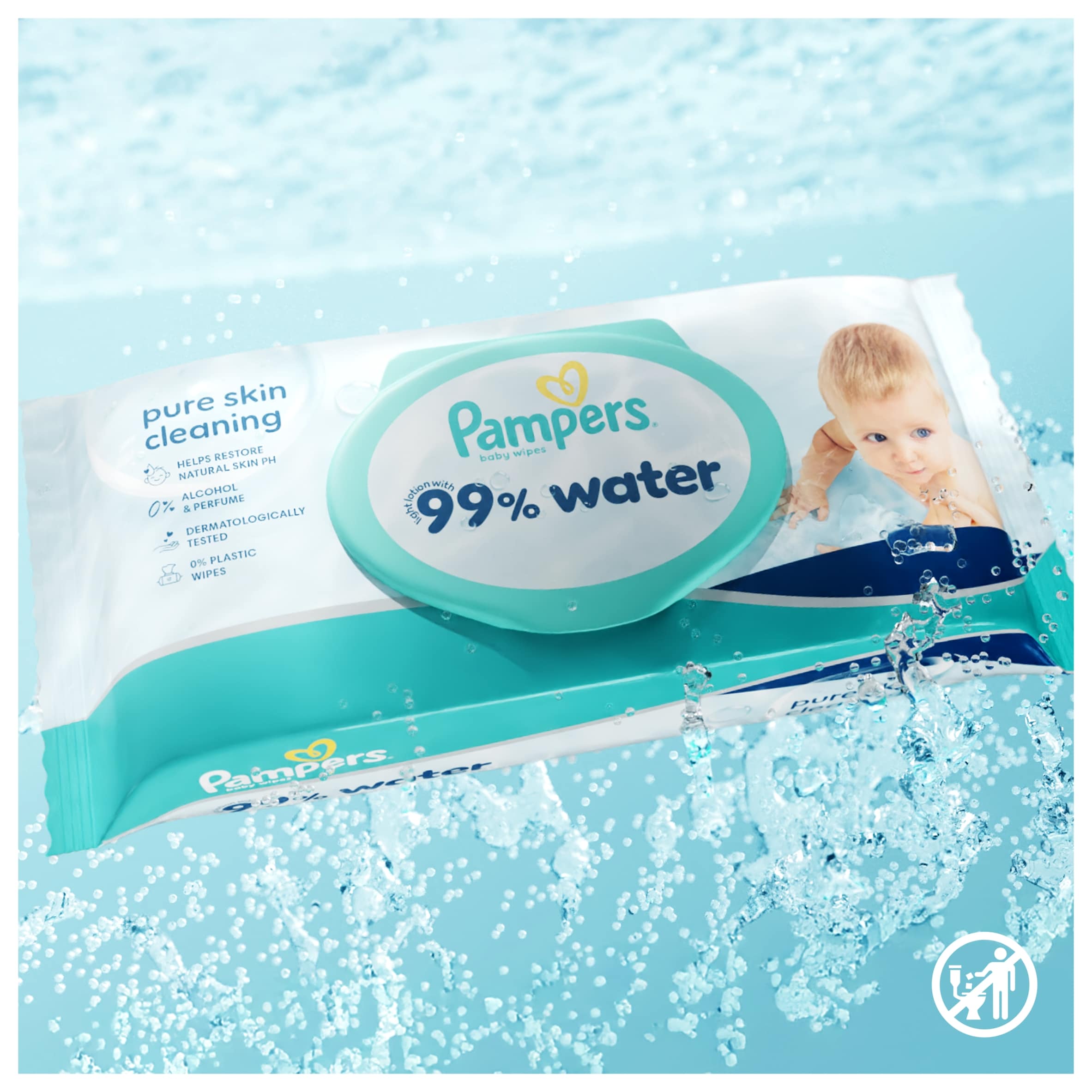 Pampers 99% Water Baby Wipes 9x 60 Wipes thumbnail 2