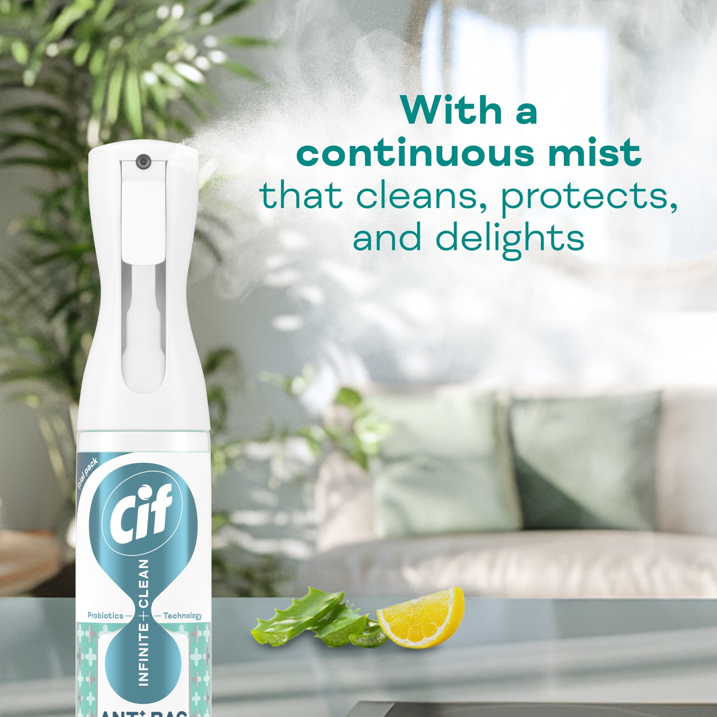 Cif Infinite Clean Antibacterial Cleaner Refill Lemon & Aloe Vera 280 ml thumbnail 2
