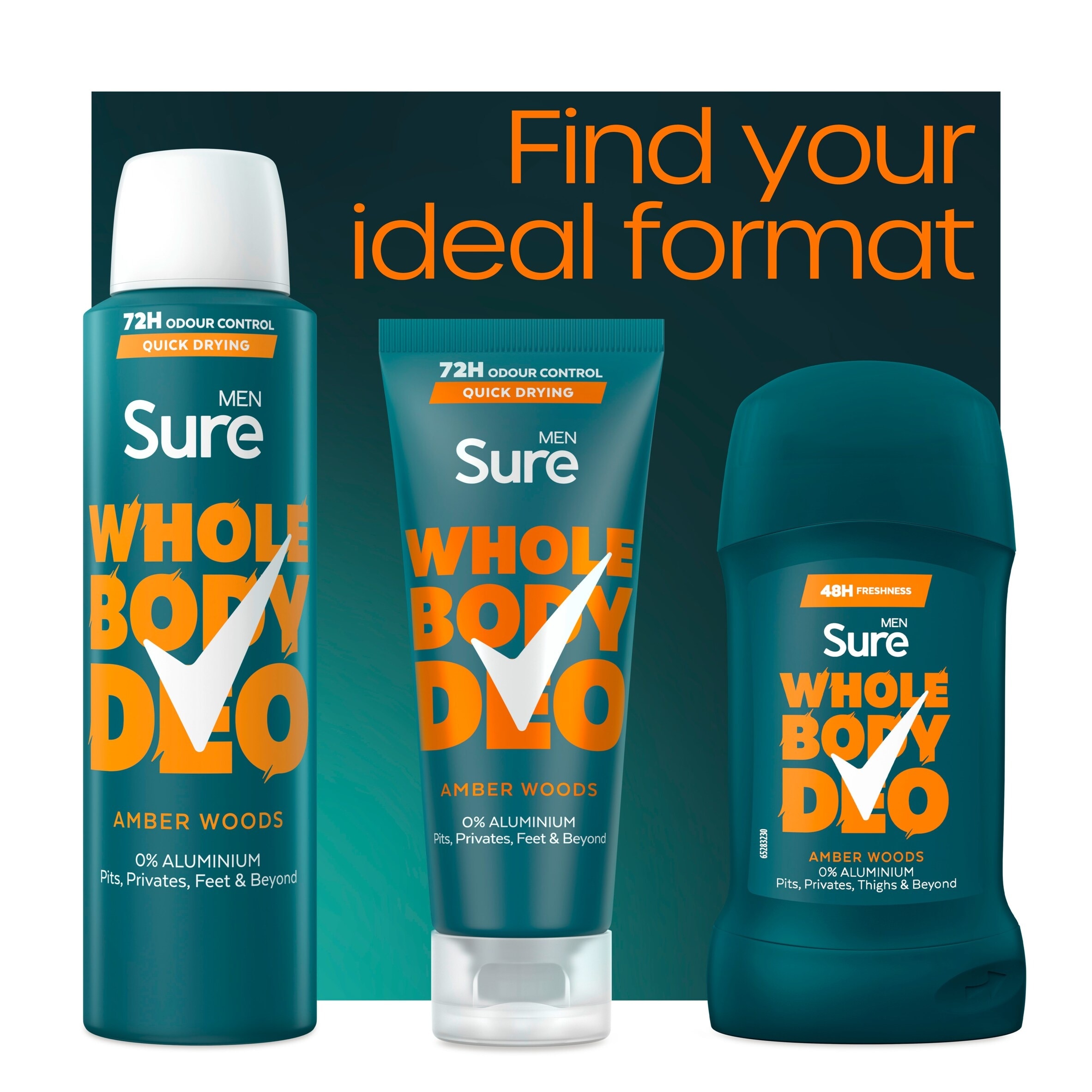 Sure Men Amber Woods 72h Whole Body Deodorant Odour Control Spray 150ml thumbnail 5