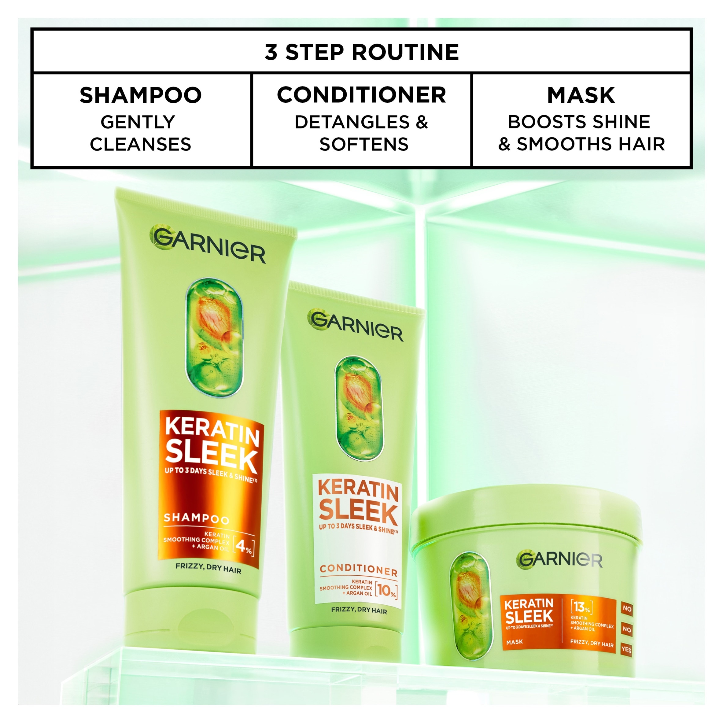 Garnier Keratin Sleek Conditioner 200ml thumbnail 5