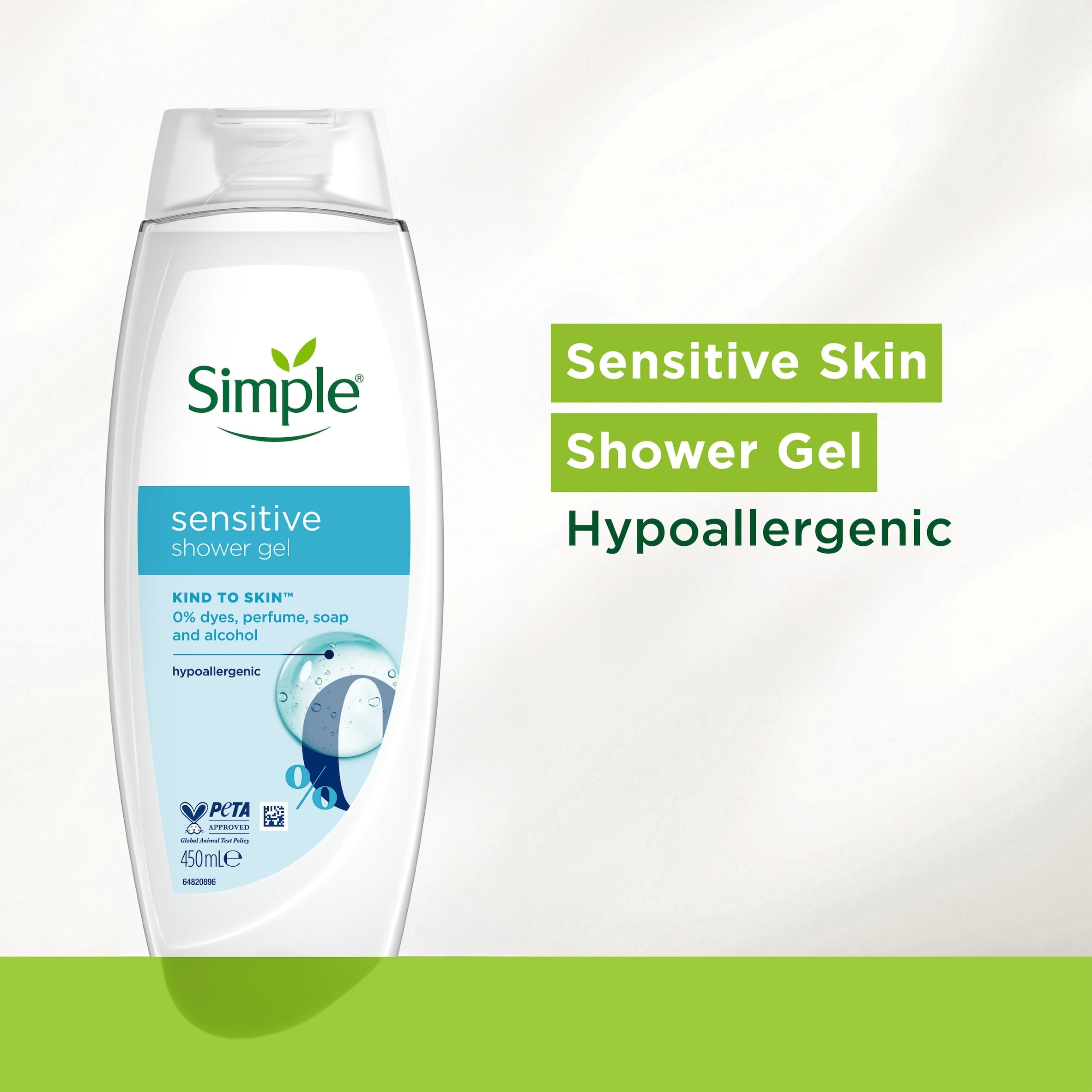 Simple Kind to Skin Sensitive Shower Gel Body Wash 450ml thumbnail 2