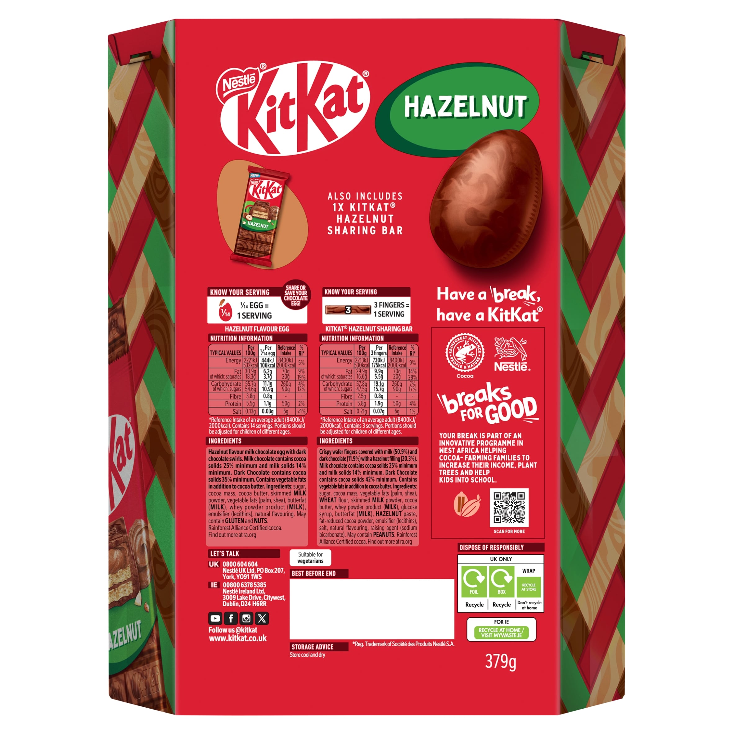 Kit Kat Hazelnut Flavour Chocolate Easter Egg 379g thumbnail 3