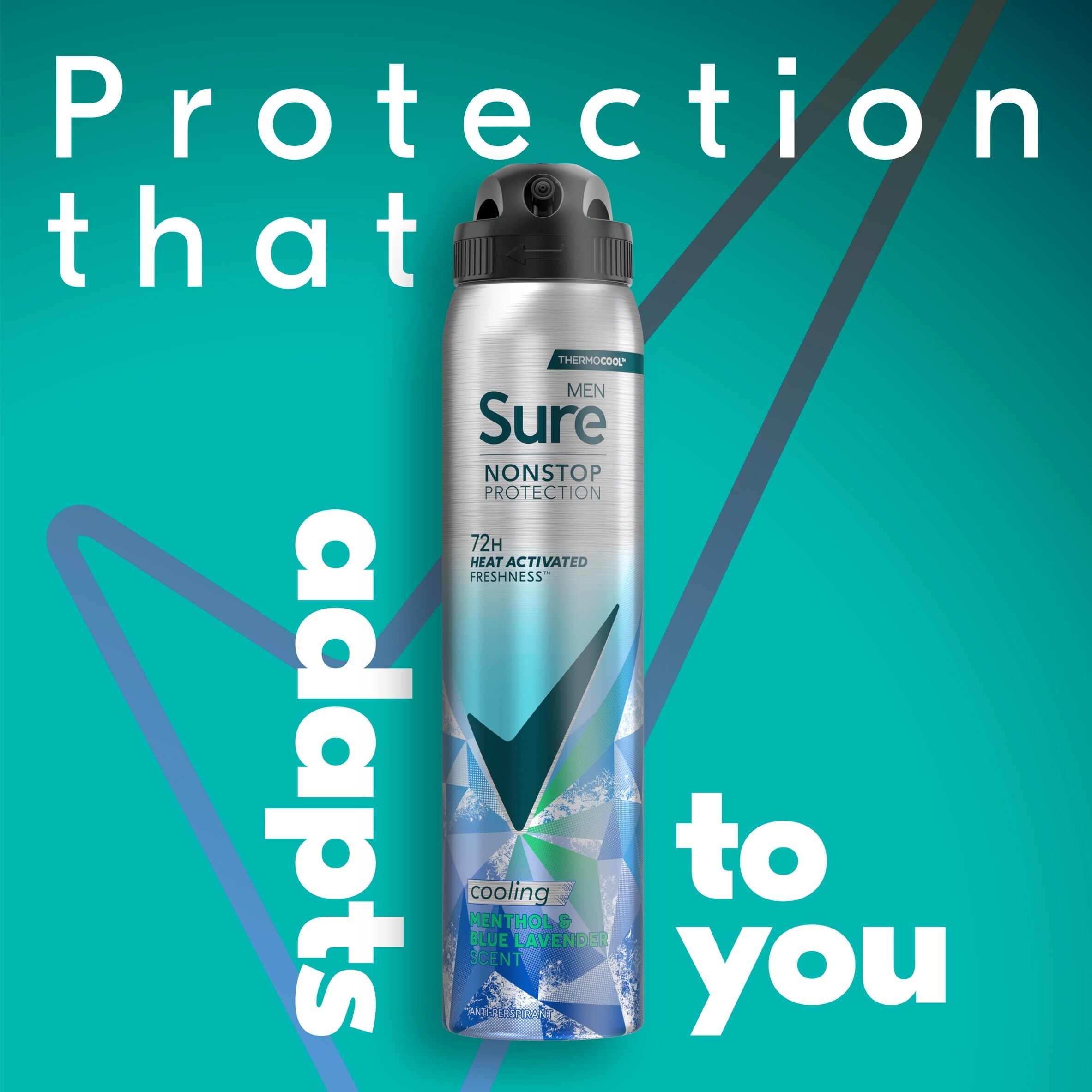 Sure Men Nonstop Protection Menthol & Blue Lavender scent 72h  Antiperspirant Deodorant 250ml thumbnail 2