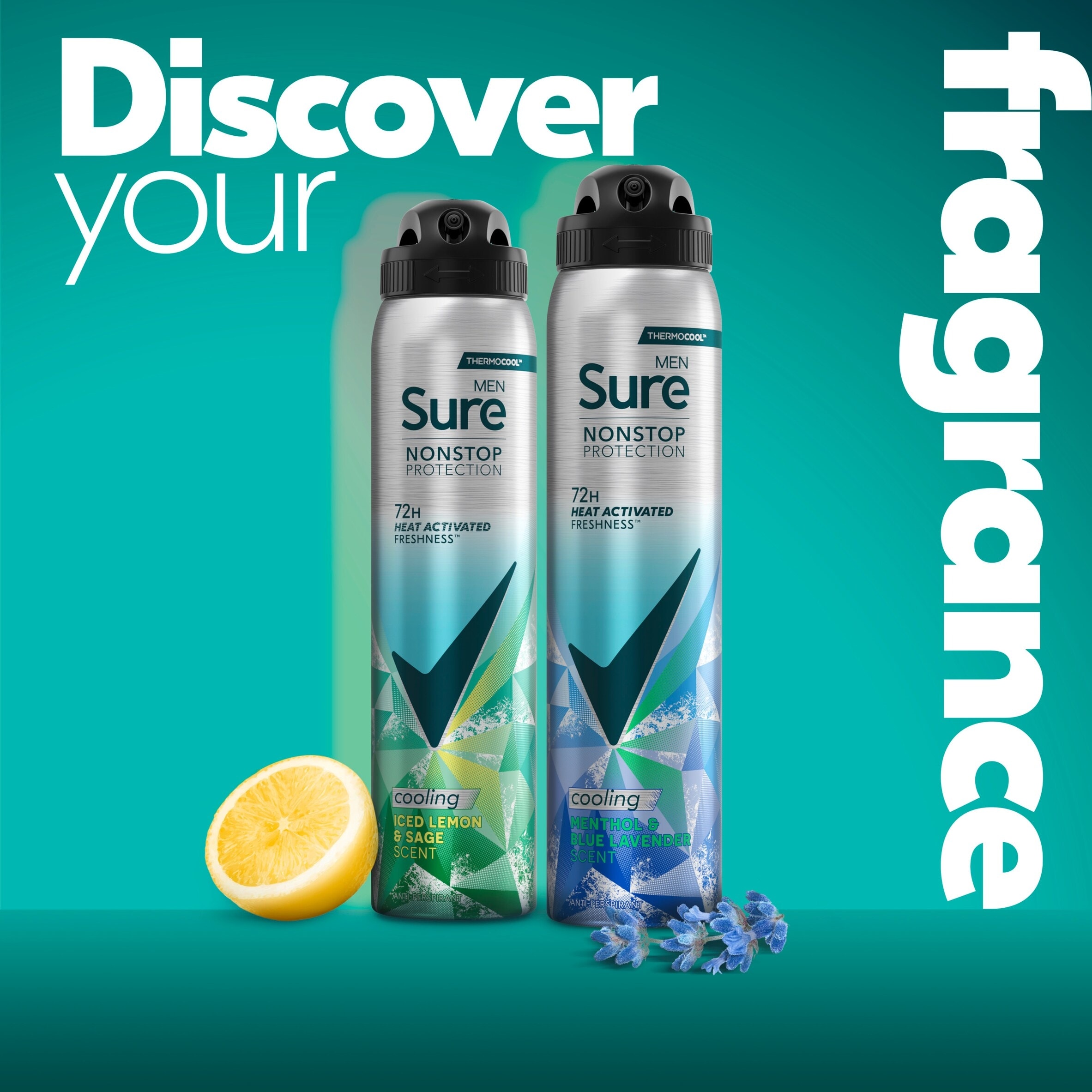 Sure Men Nonstop Protection Menthol & Blue Lavender scent 72h  Antiperspirant Deodorant 250ml thumbnail 5