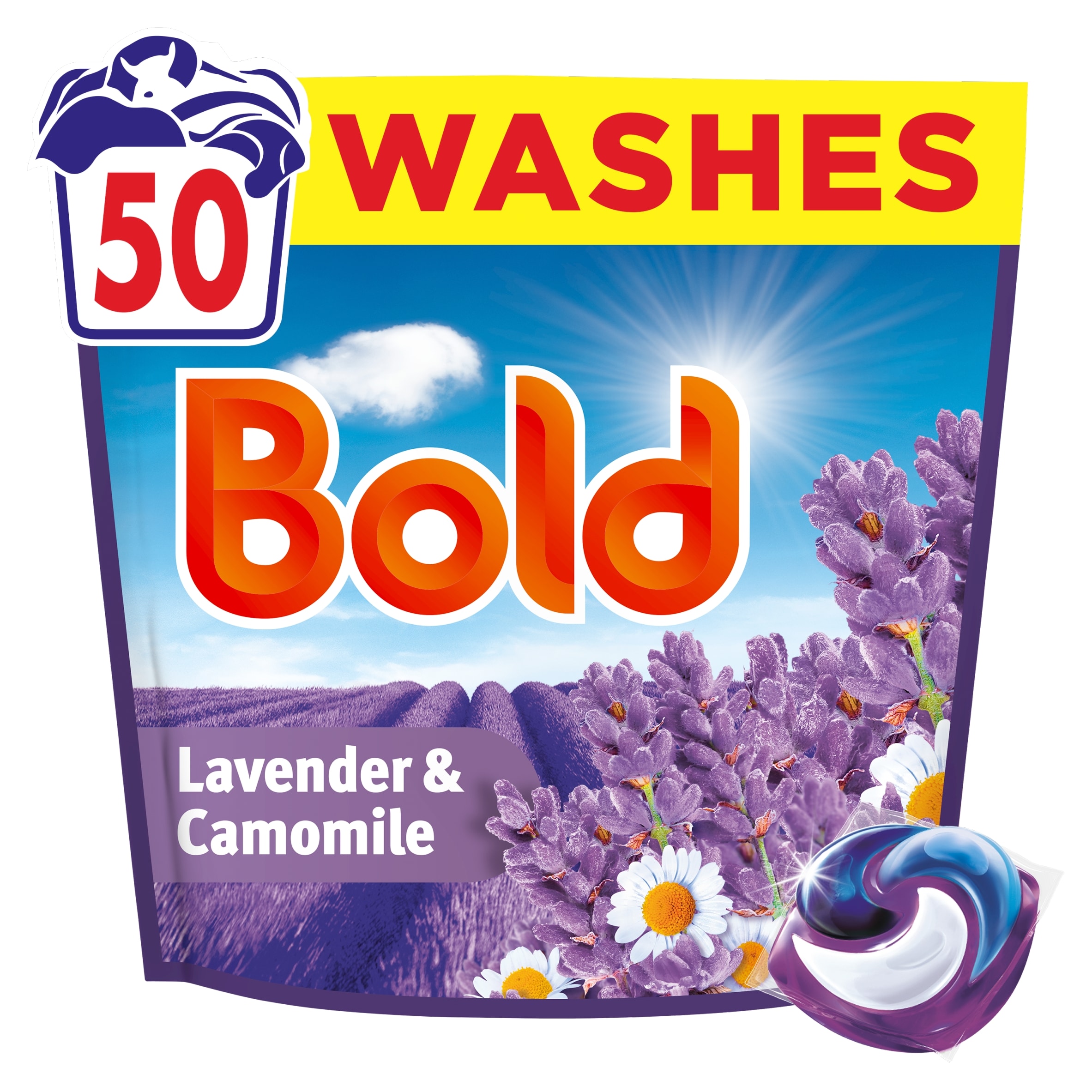 Bold Washing Liquid Pods Lavender & Camomile 50 washes 985g