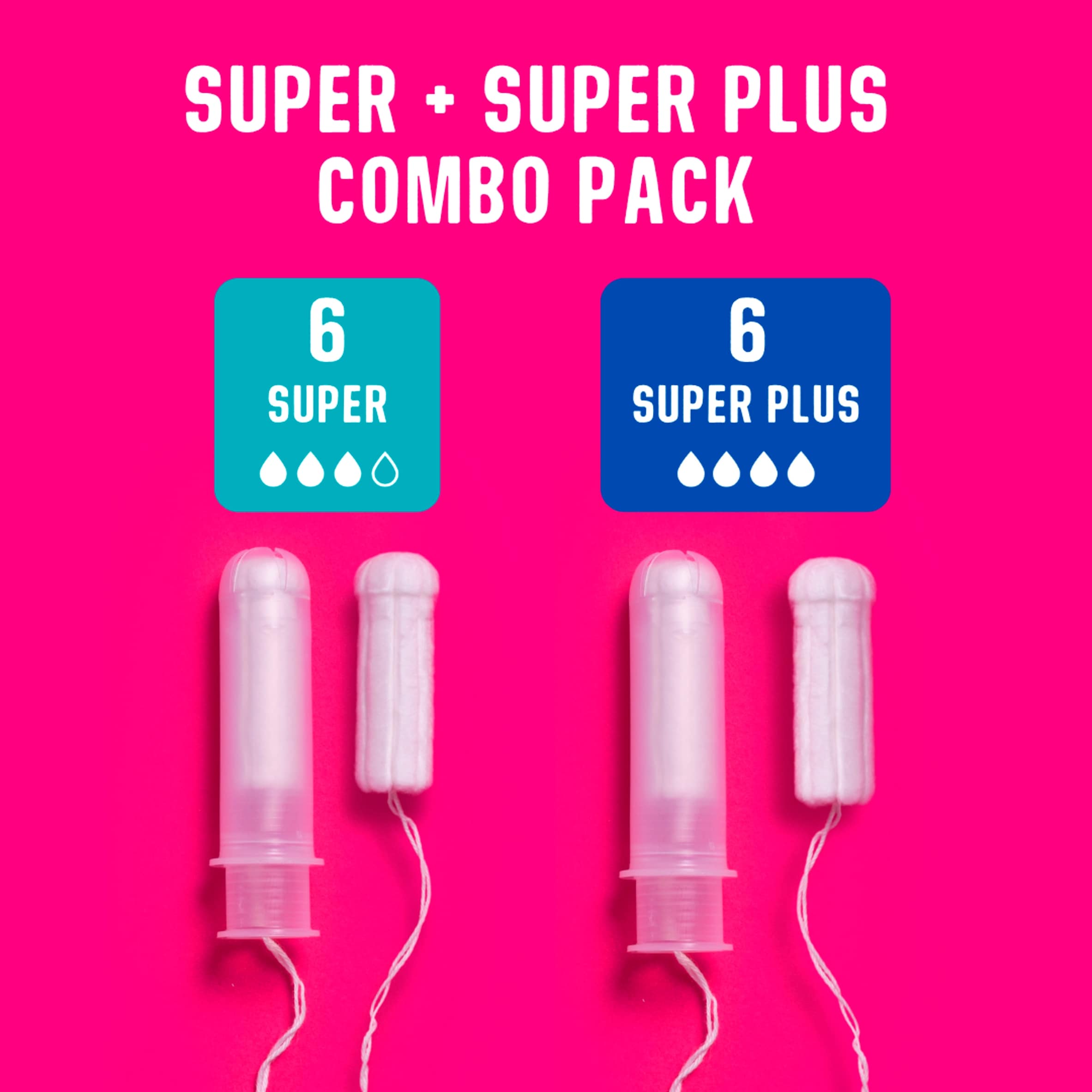Flo Organic Cotton Applicator Tampon Combo Pack (6 Super + 6 Super Plus tampons) thumbnail 3