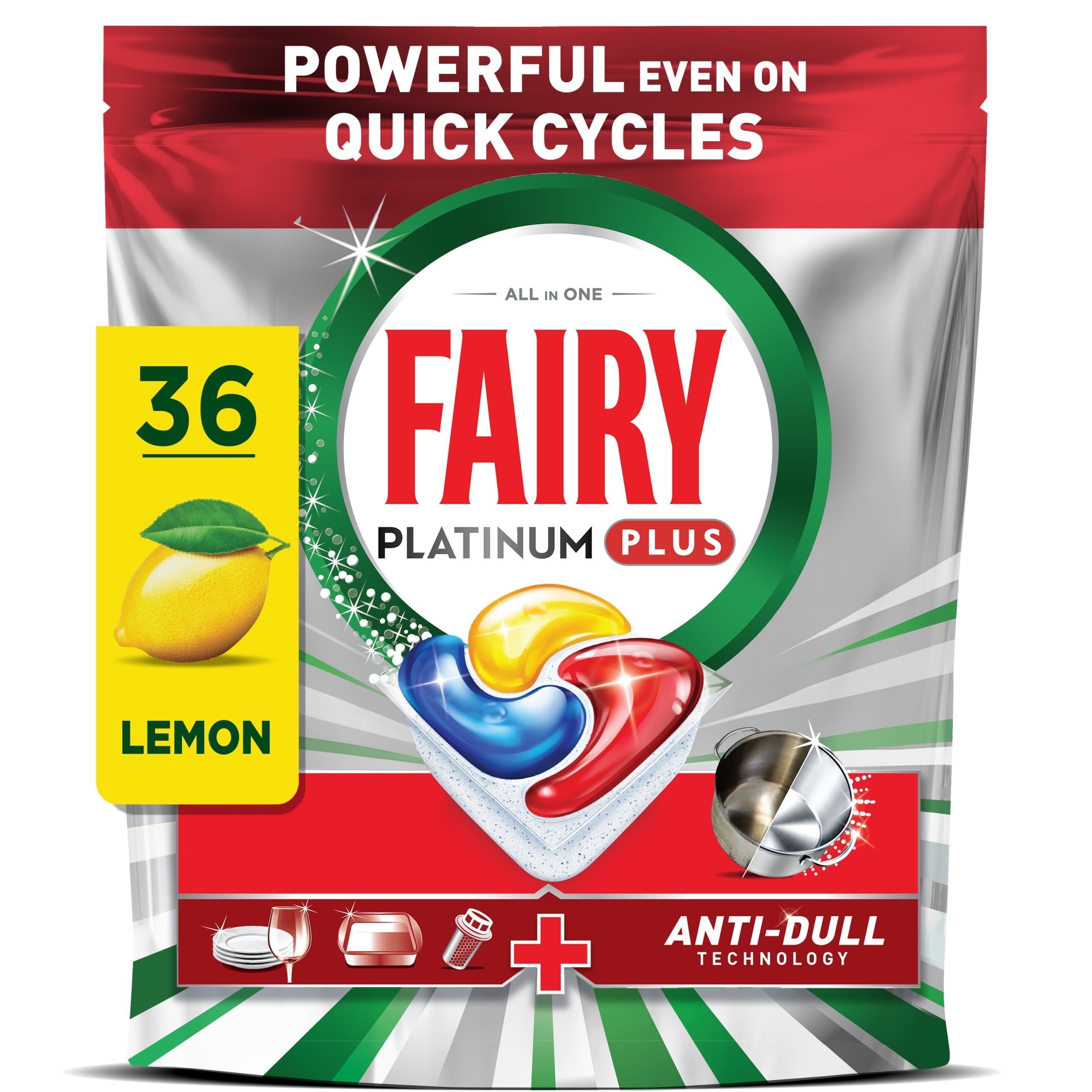Fairy Platinum Plus All In One Lemon Dishwasher 36 capsules 558g