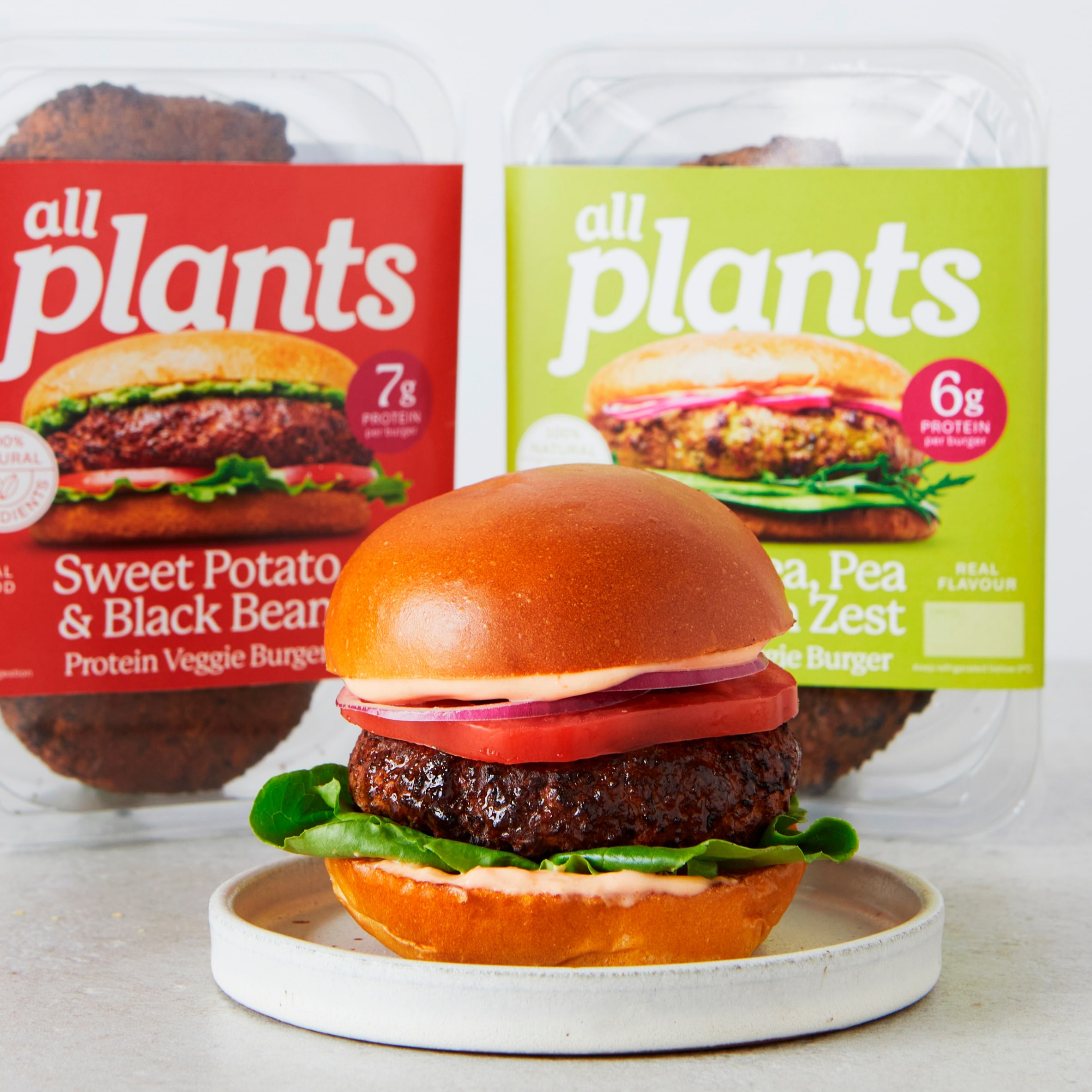all plants Chickpea, Pea & Lemon zest Protein Veggie Burger 180g thumbnail 2
