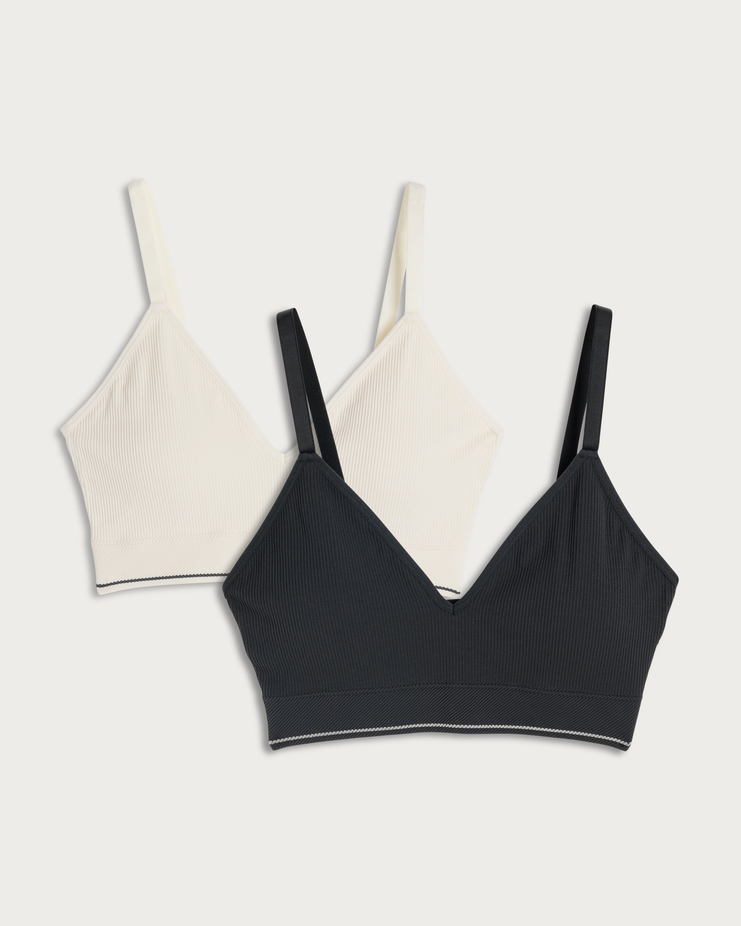 F&F 2-Pack Ribbed Non Wired Bralette in White thumbnail 4
