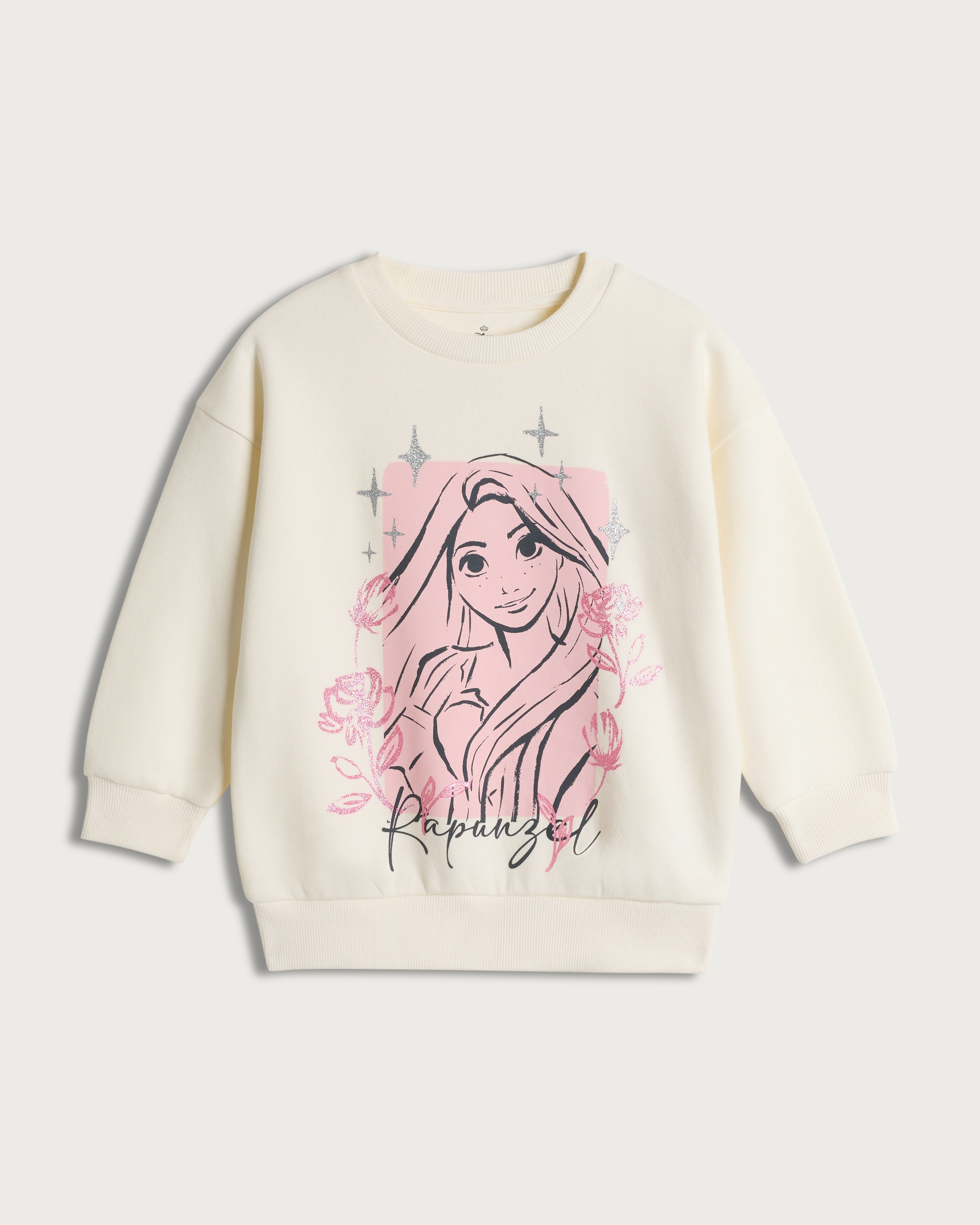 Disney Cotton Rich Rapunzel Print Sweatshirt in Multi Pink thumbnail 4
