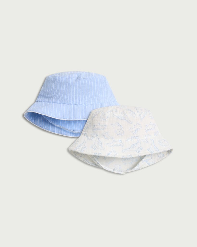F&F Baby 2-Pack Dino Bucket Hats in Blue