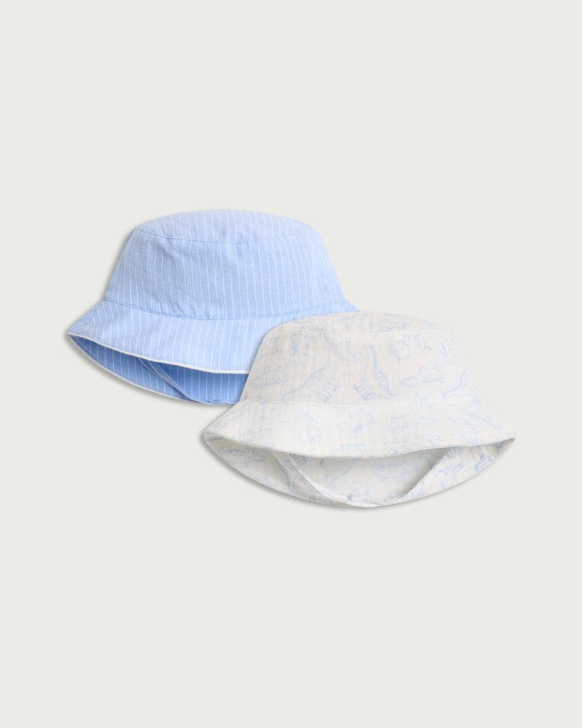 F&F Baby 2-Pack Dino Bucket Hats in Blue thumbnail 2