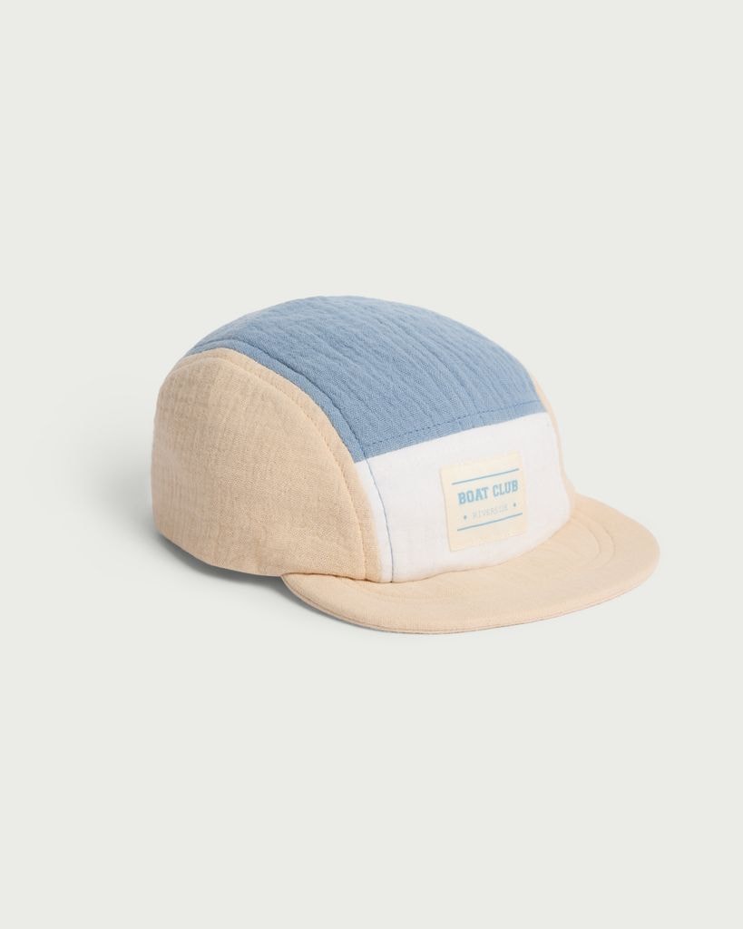 F&F Baby Pure Cotton Textured Colour Block Cap in Neutral