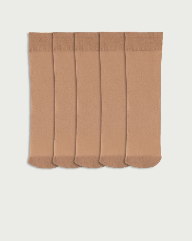 F&F 5-Pack 15 Denier Knee Highs in Nude