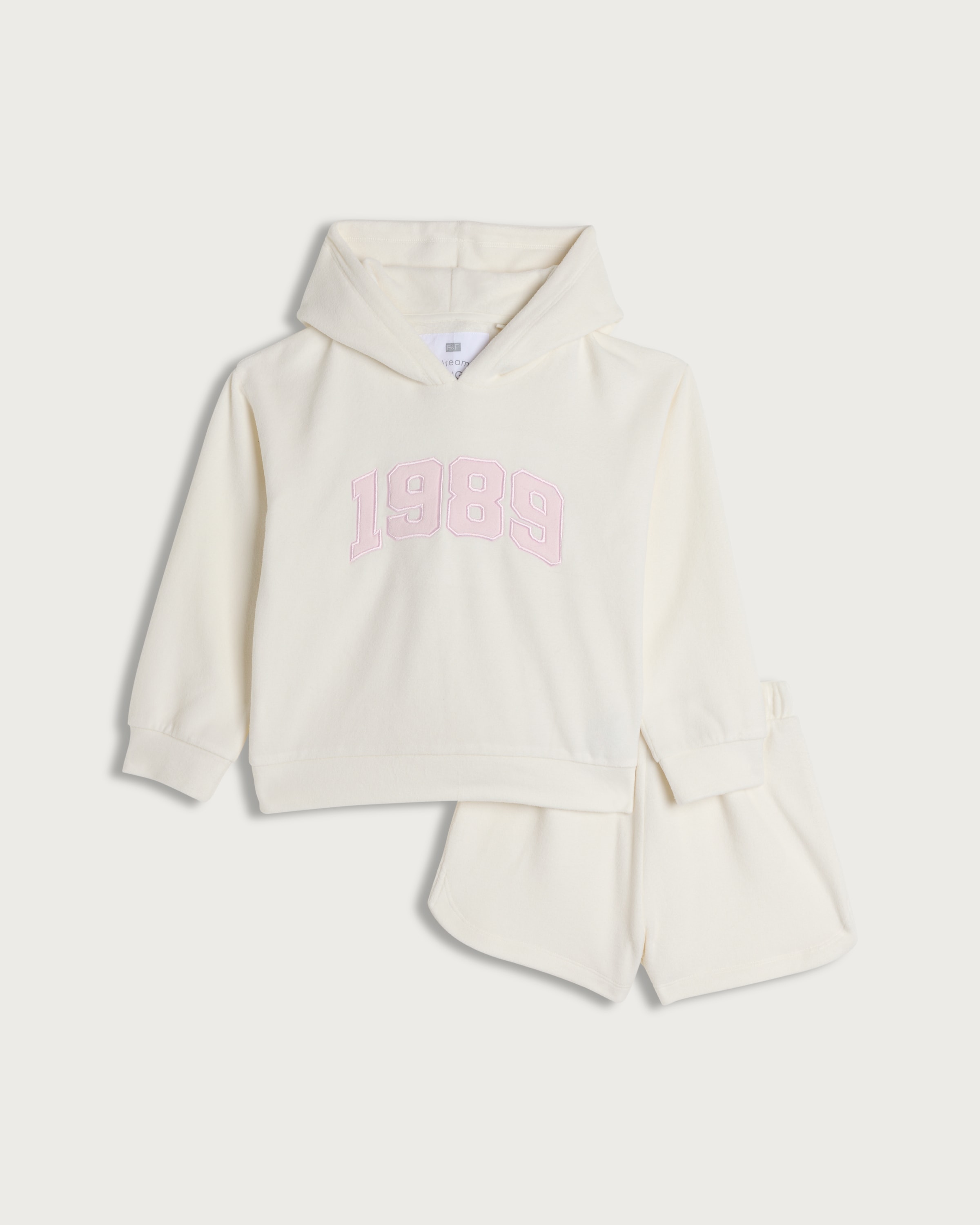 F&F Girls 2-Piece Textured 1989 Pyjama Set in Cream