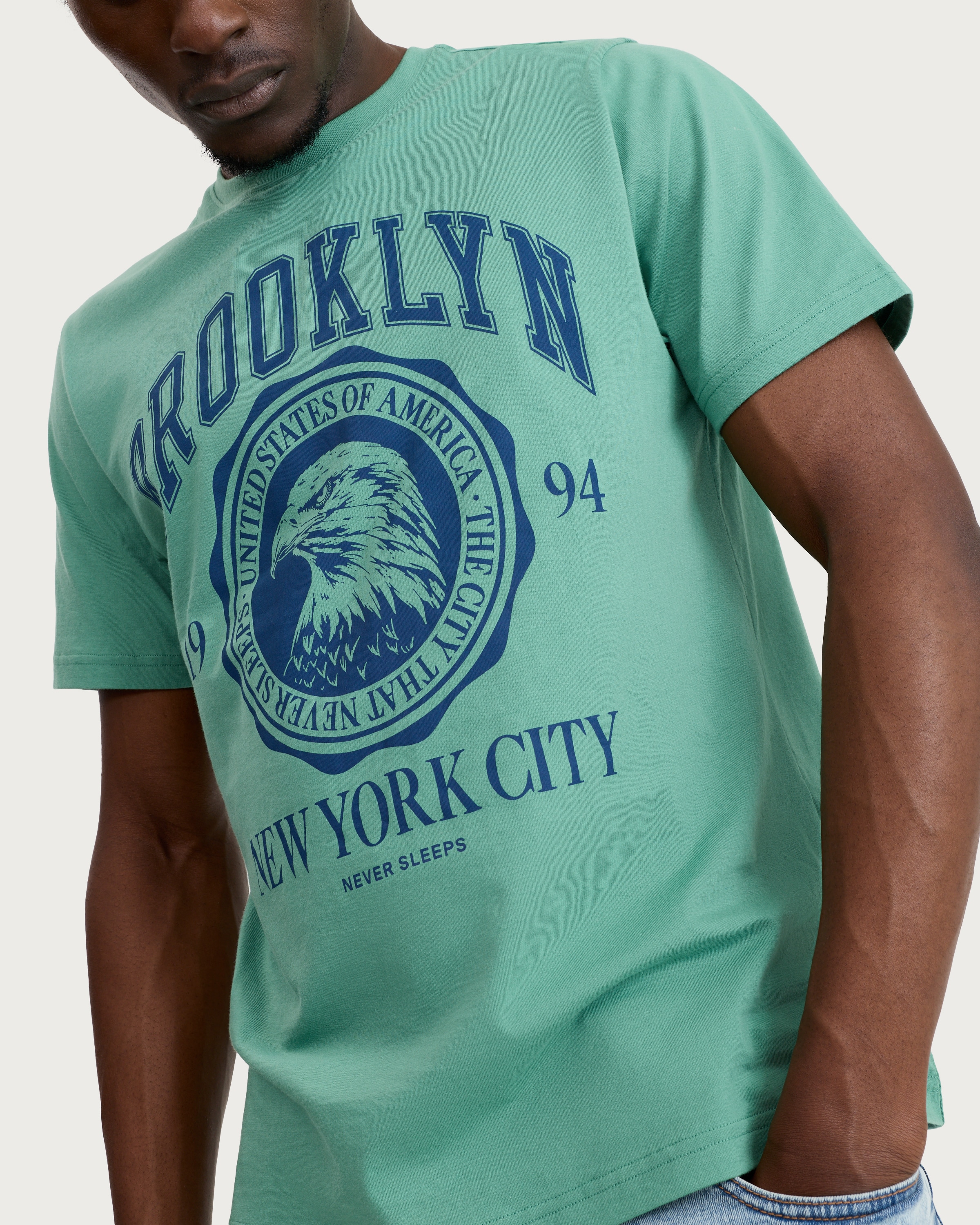 F&F Pure Cotton Brooklyn New York City T-Shirt in Green