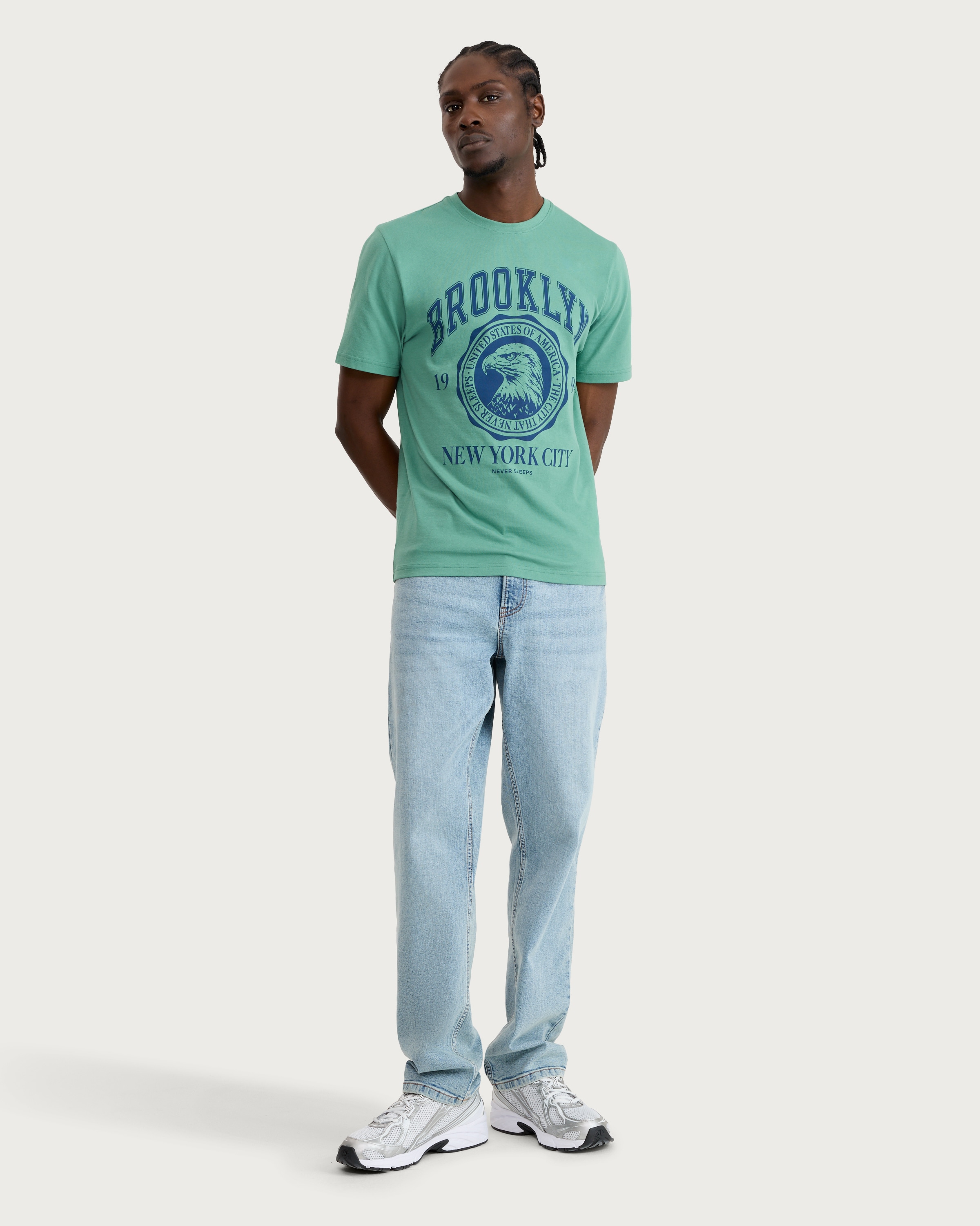 F&F Pure Cotton Brooklyn New York City T-Shirt in Green thumbnail 2