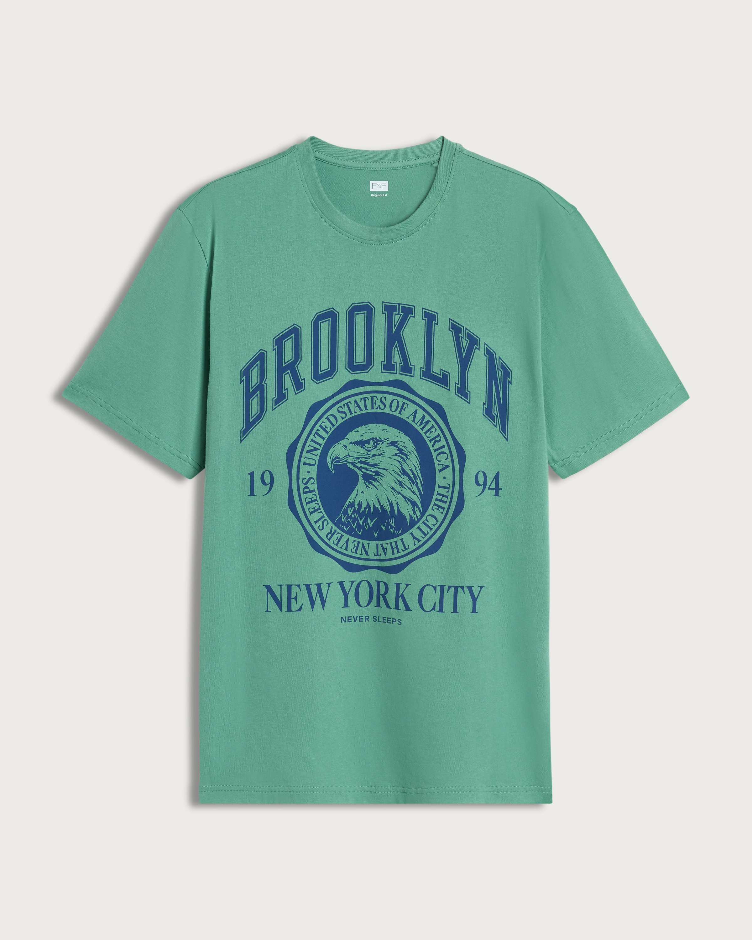 F&F Pure Cotton Brooklyn New York City T-Shirt in Green thumbnail 4