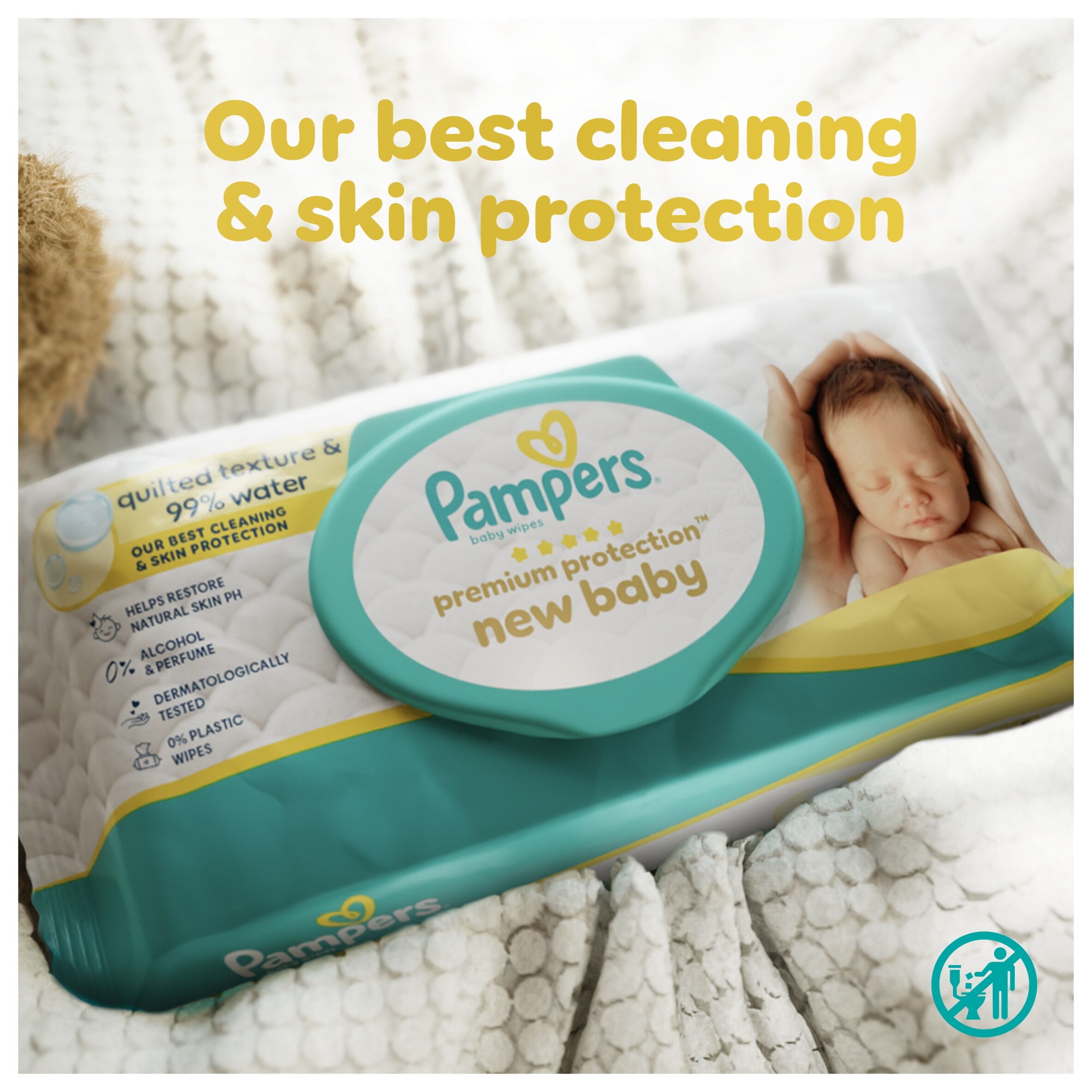 Pampers Premium Protection New Baby Wipes 4x 60 Wipes thumbnail 2